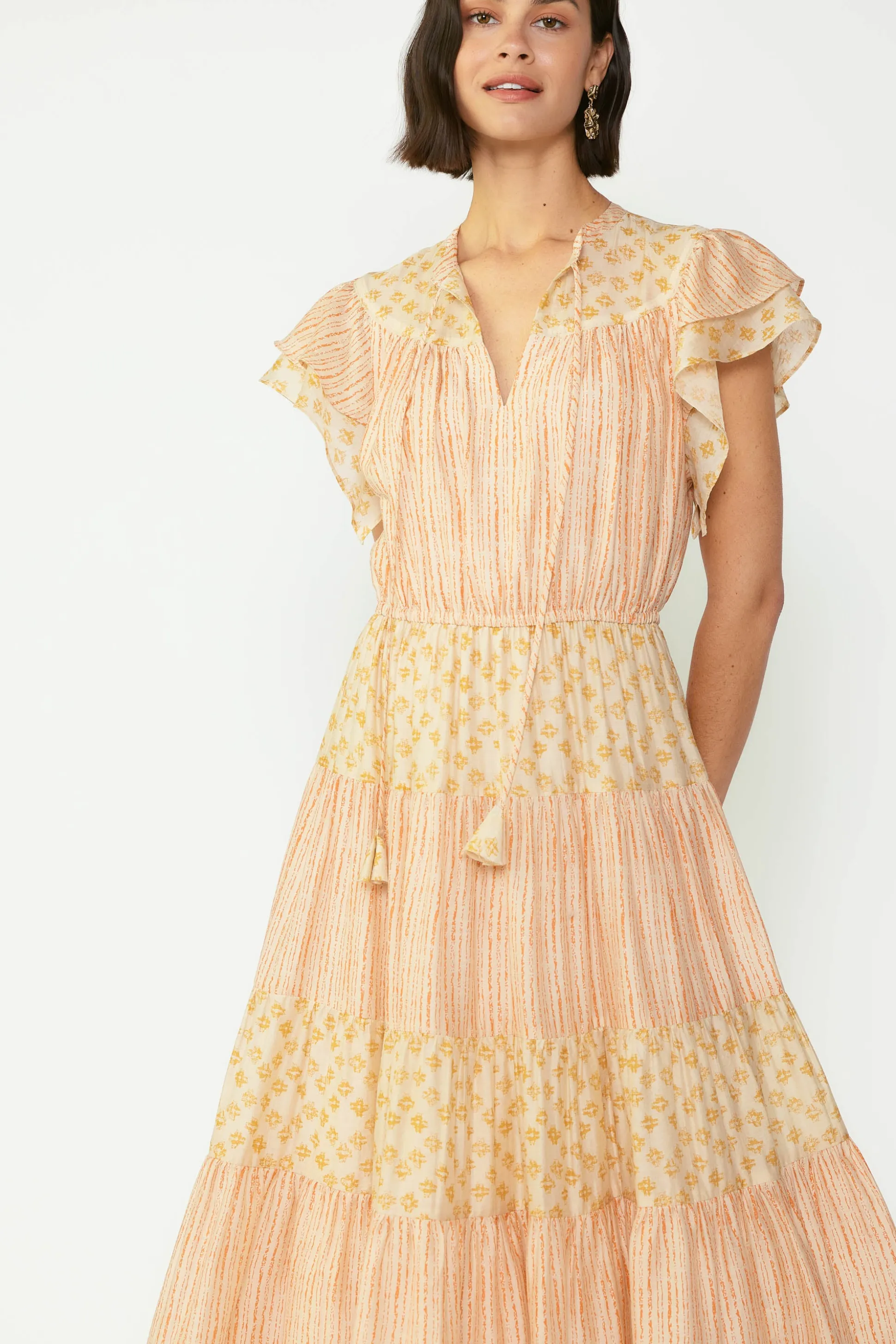 Everleigh Flutter Sleeve Midi Dress<Current Air Best