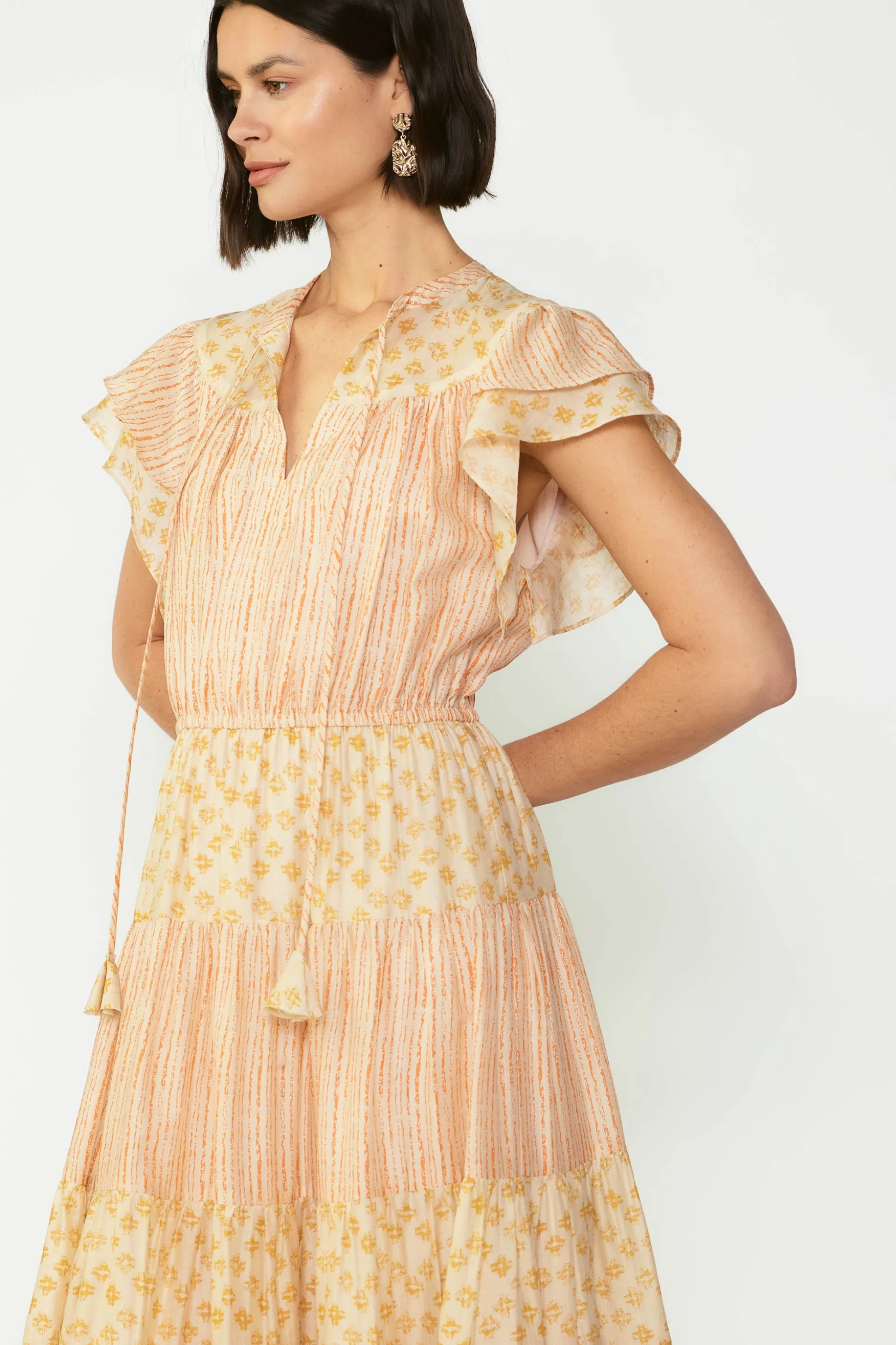 Everleigh Flutter Sleeve Midi Dress<Current Air Best