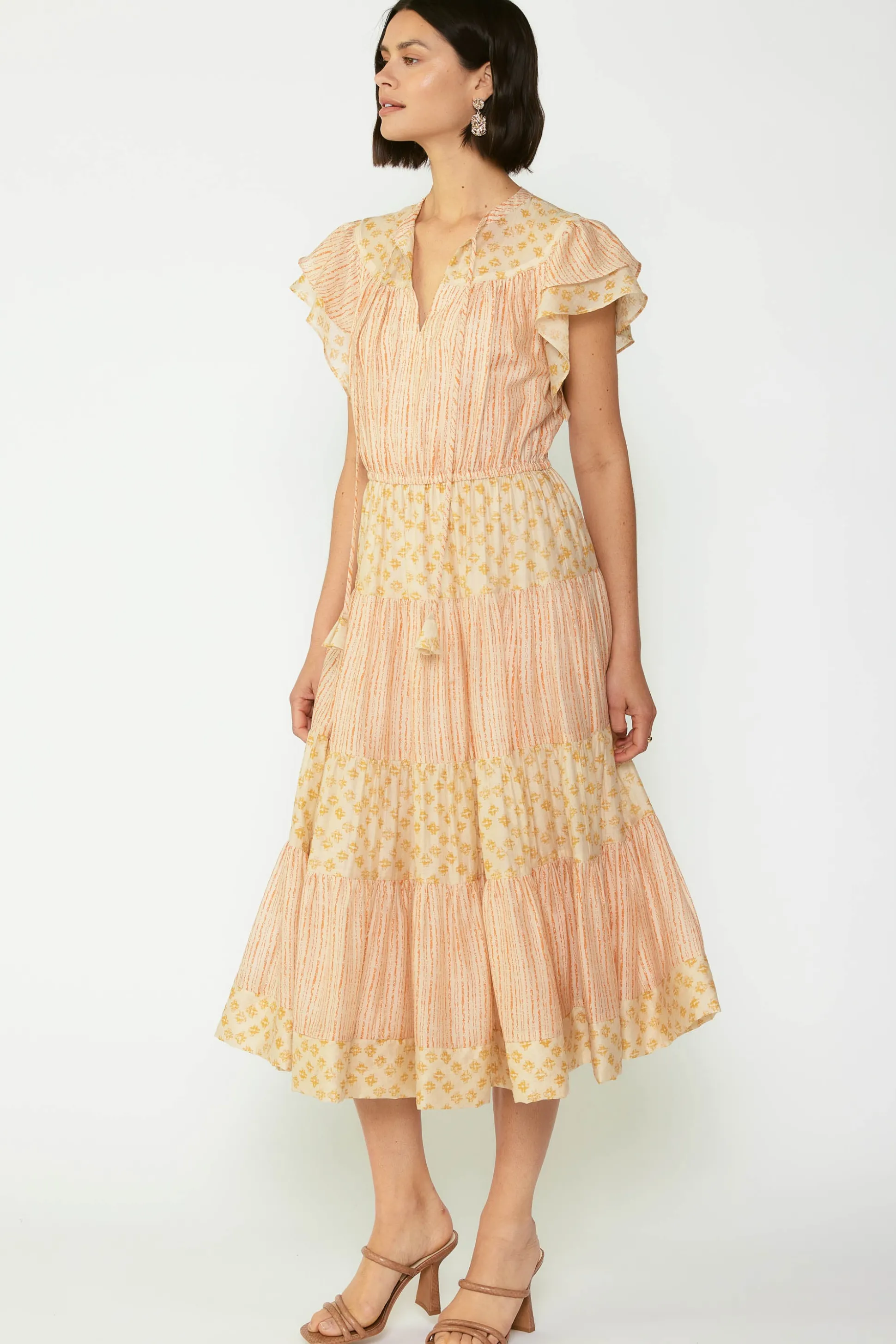 Everleigh Flutter Sleeve Midi Dress<Current Air Best