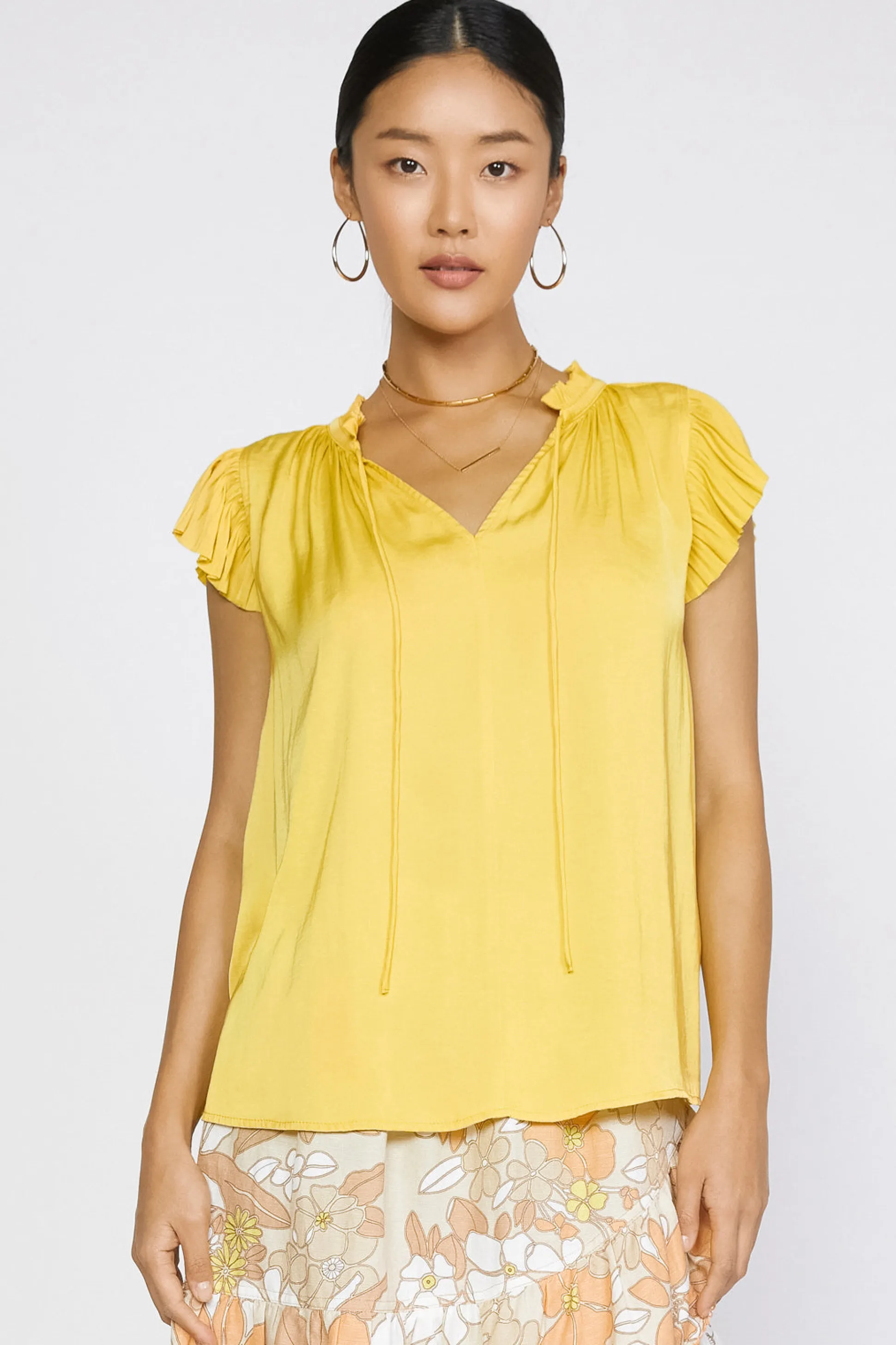 Margot Pleated Sleeve Blouse<Current Air Online