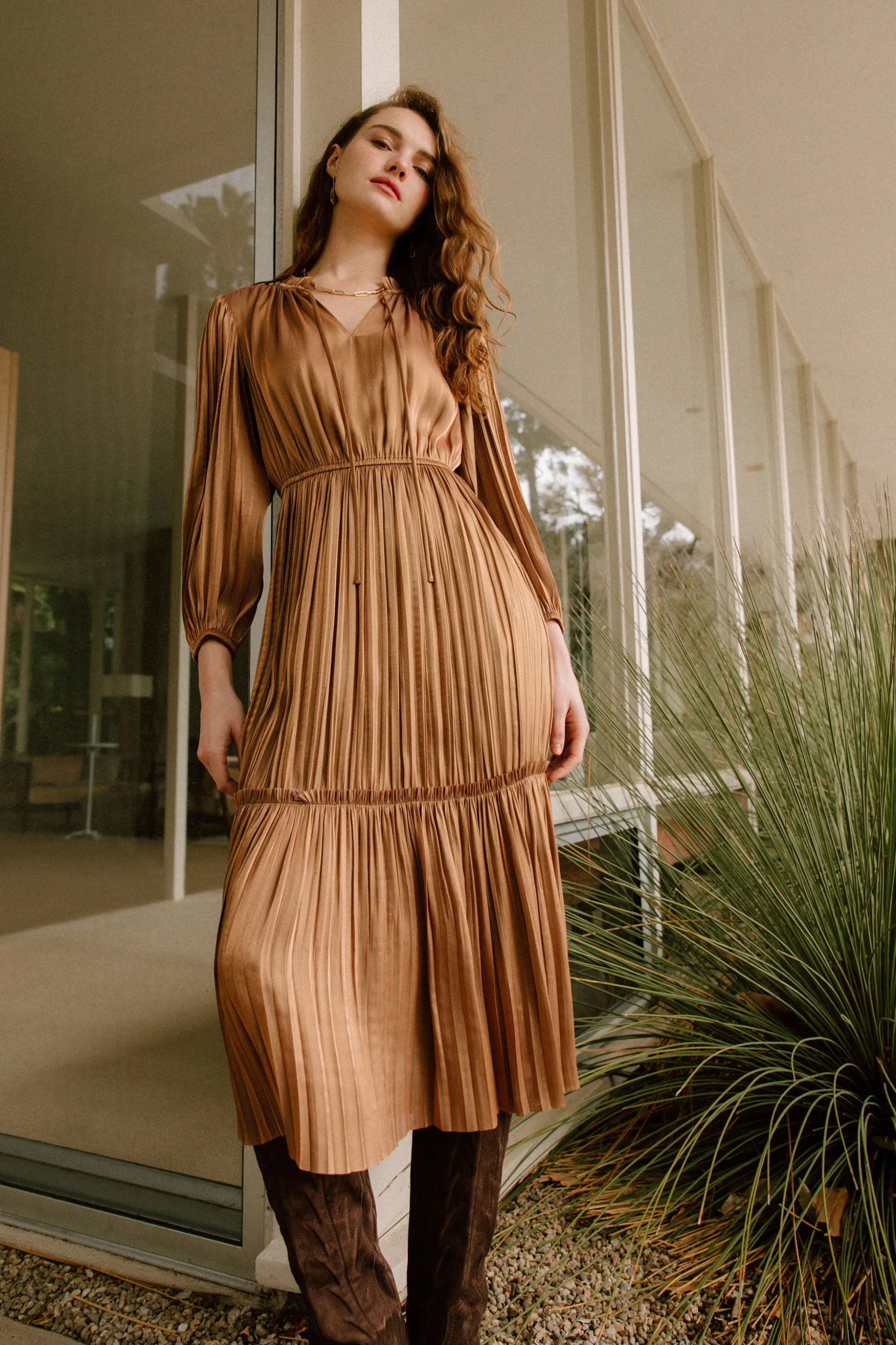 Bristol Pleated Midi Dress<Current Air Outlet