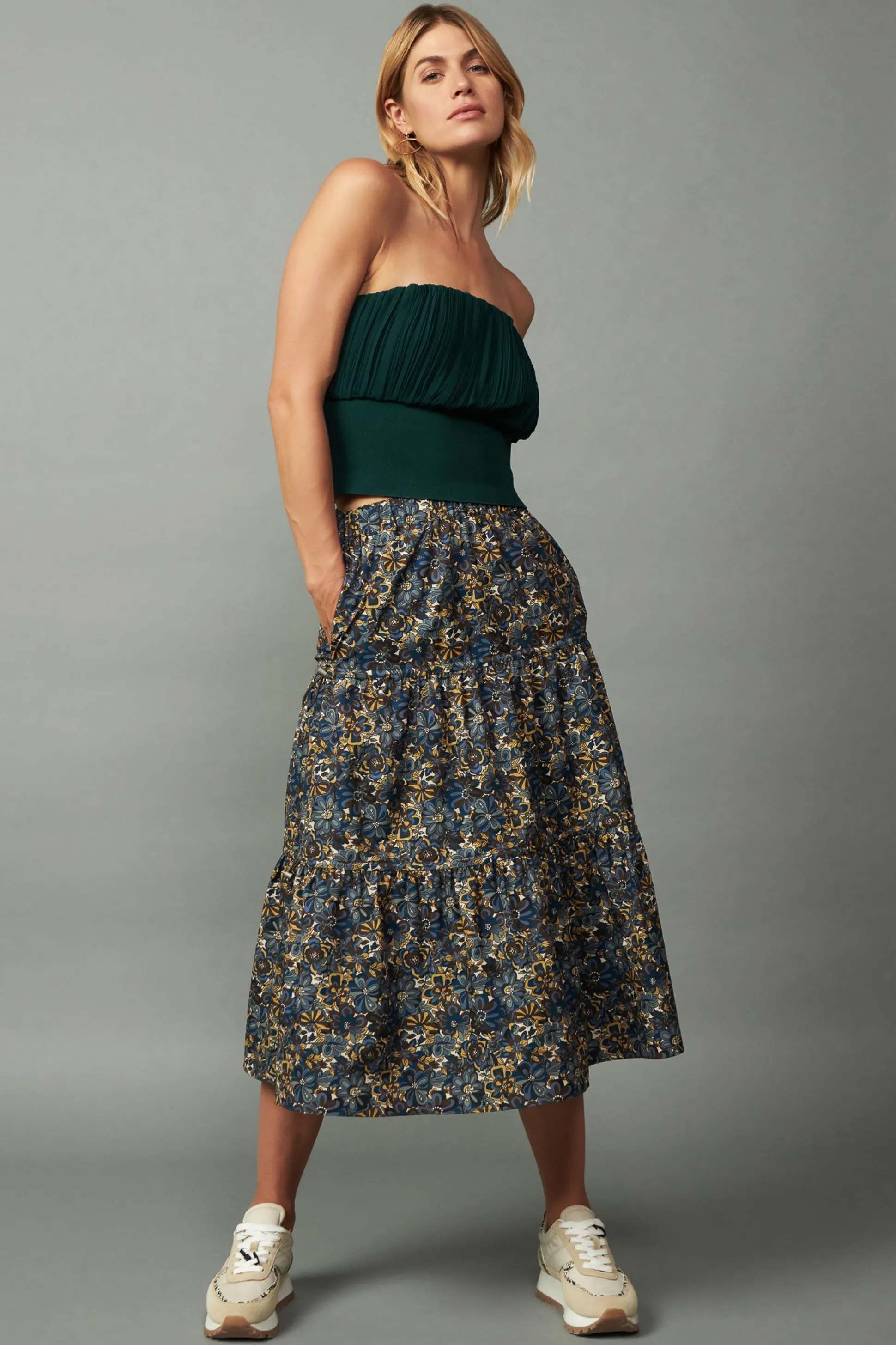 Floral Midi Skirt<Current Air New