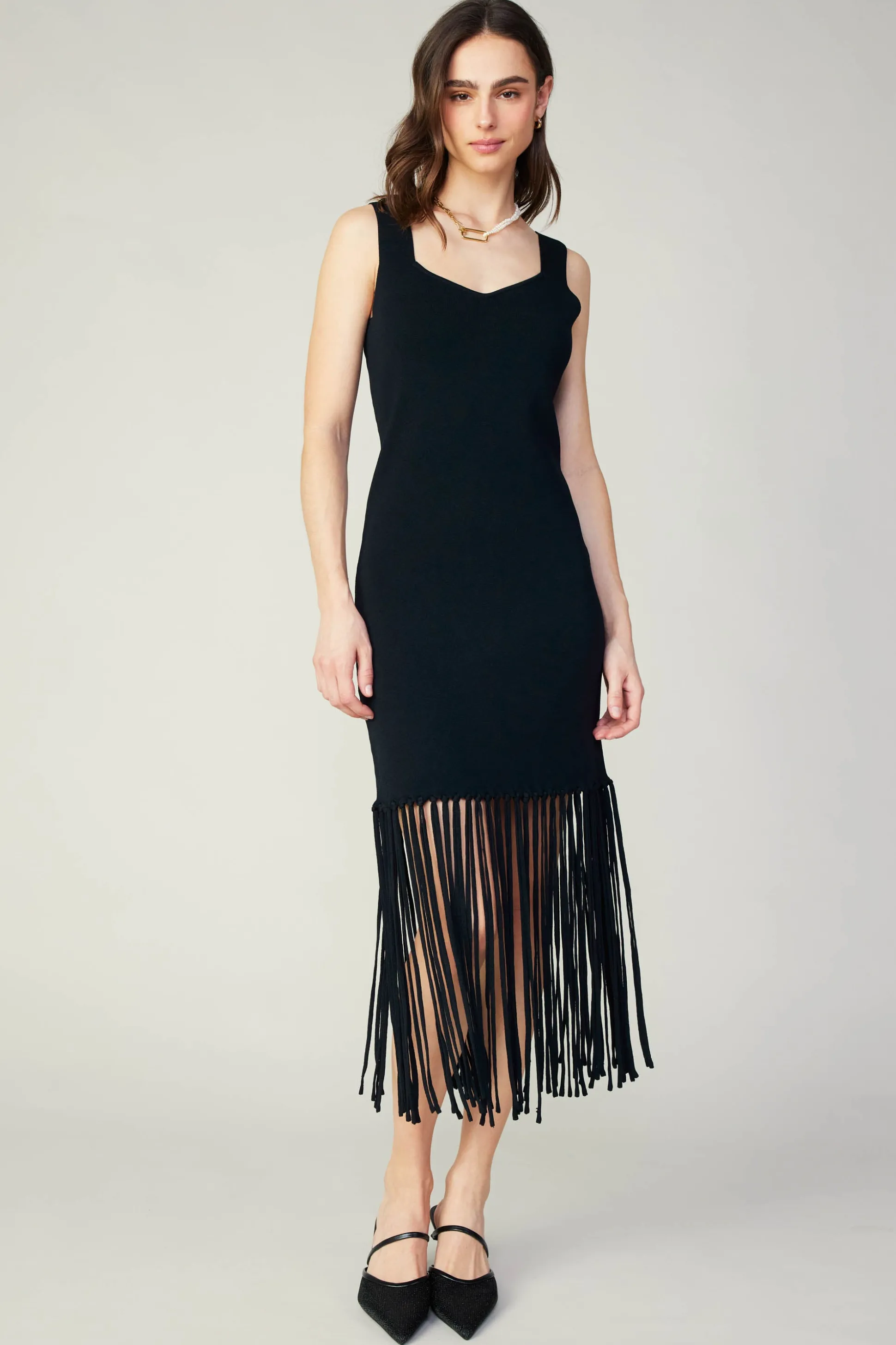 Knit Fringe Hem Dress<Current Air New