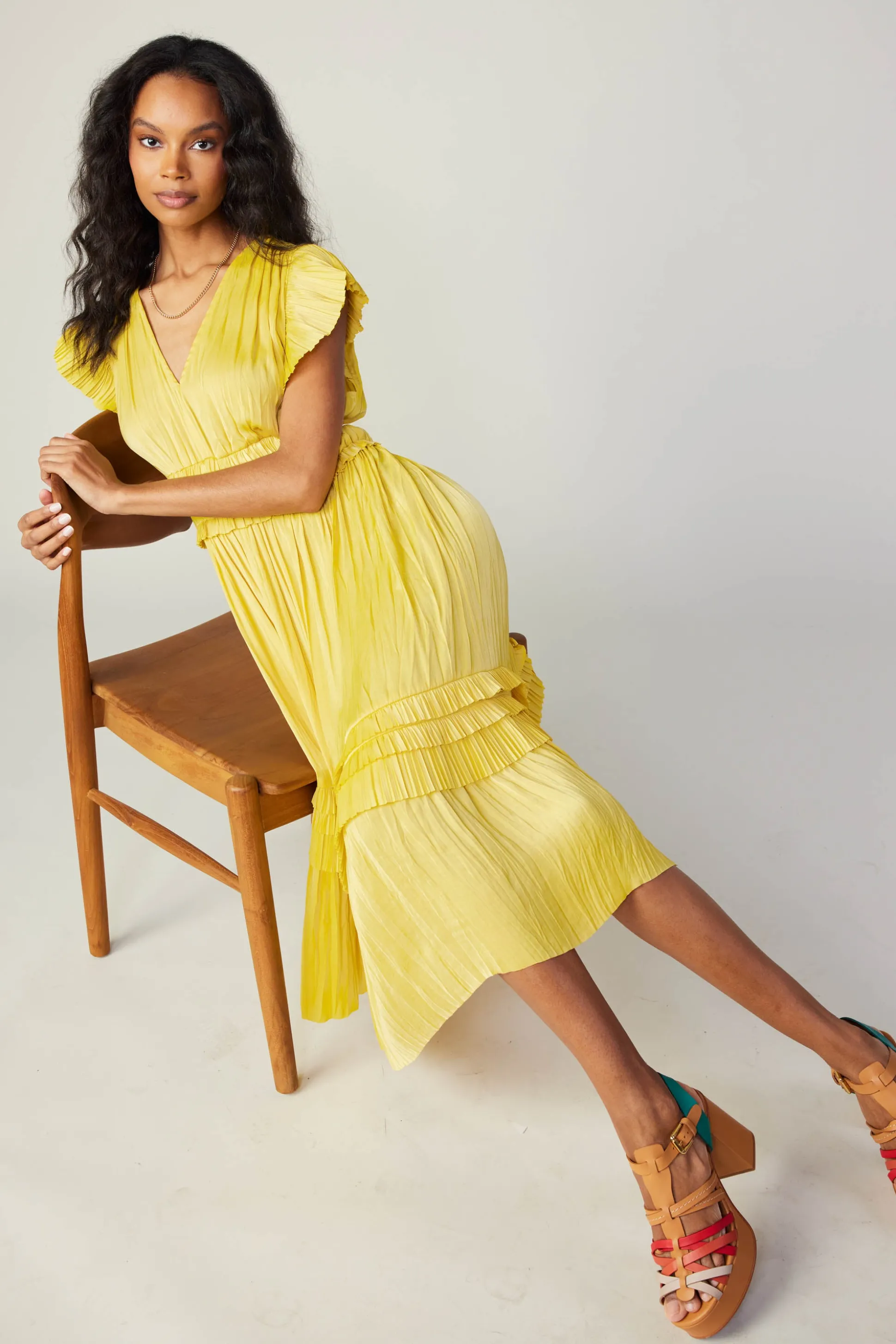 Sereia Pleated Midi Dress<Current Air Online