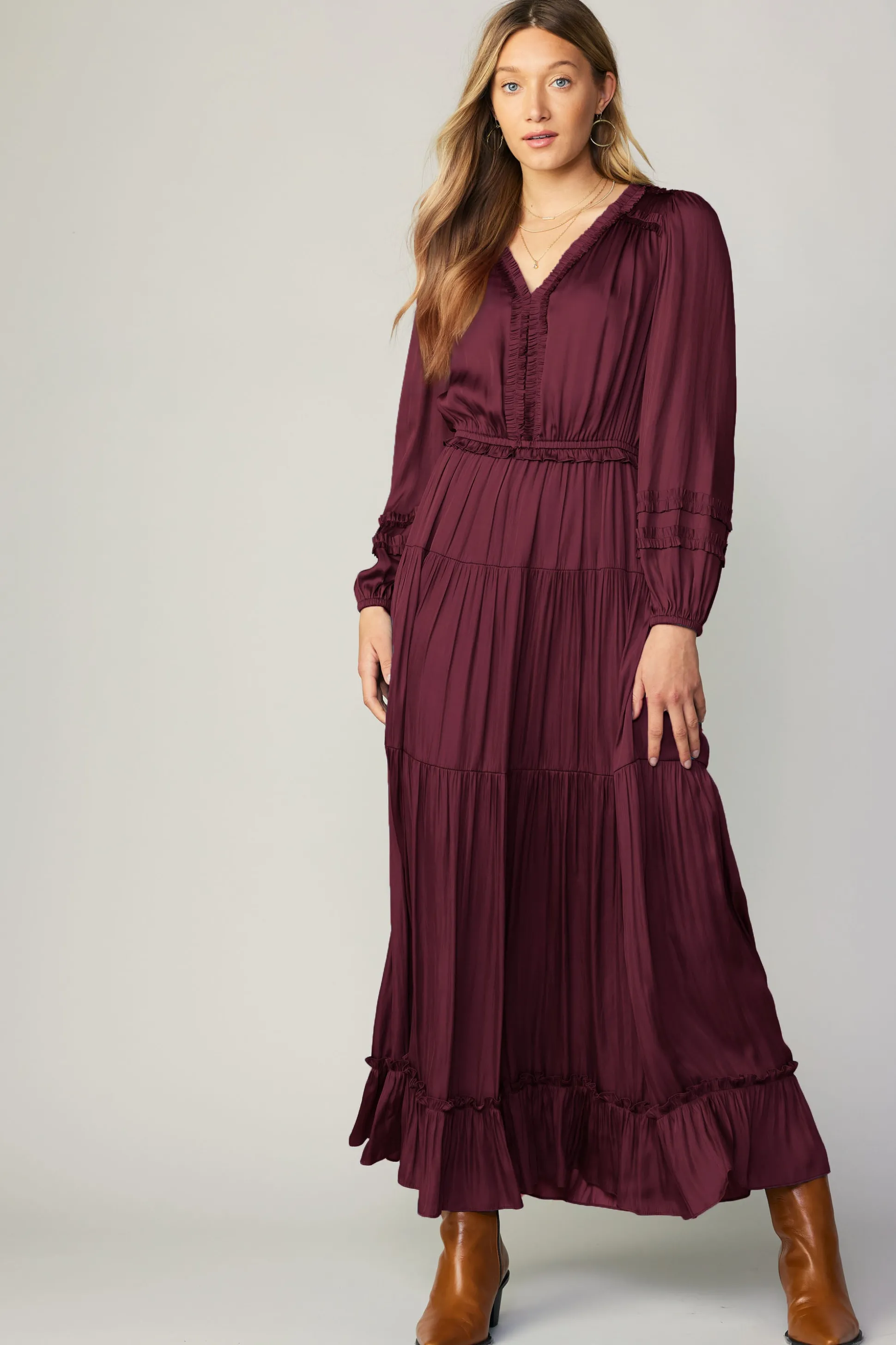 Ruffle Trim Maxi Dress<Current Air Fashion