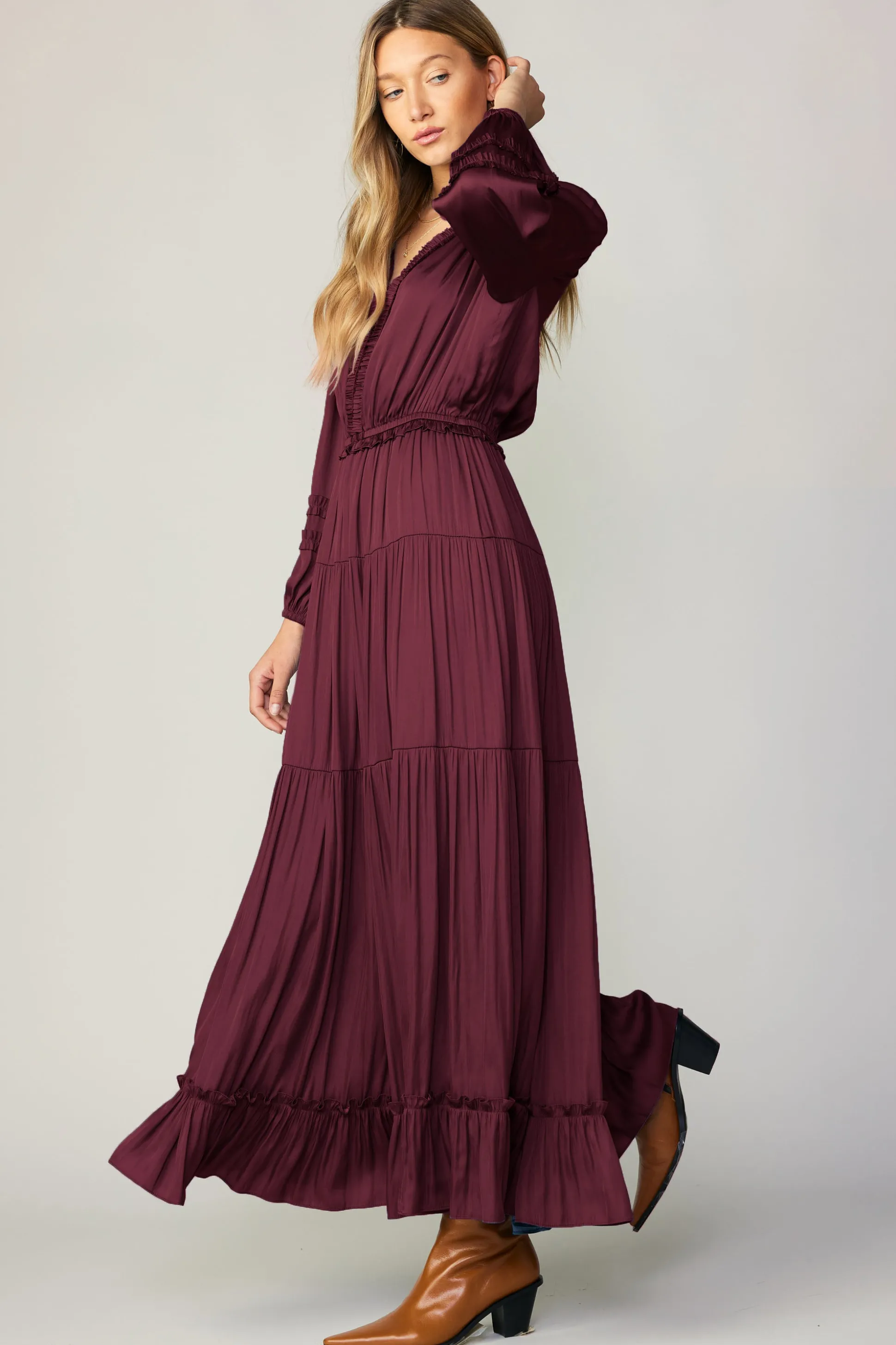 Ruffle Trim Maxi Dress<Current Air Fashion