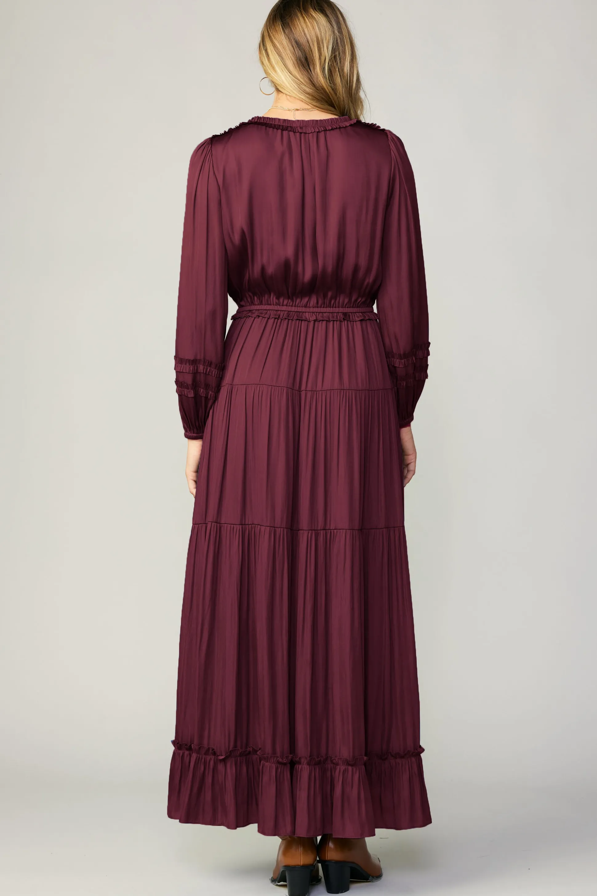 Ruffle Trim Maxi Dress<Current Air Fashion