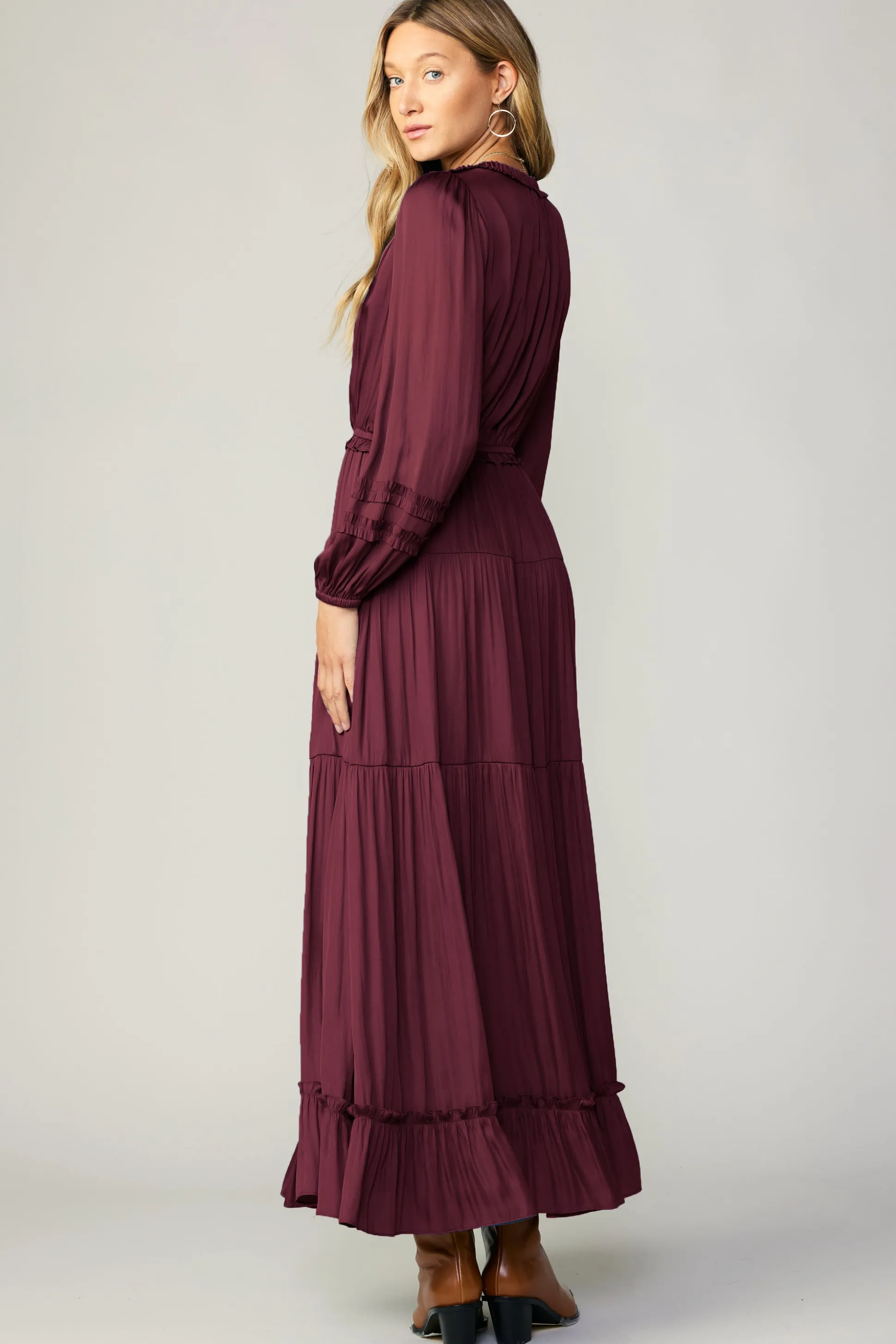 Ruffle Trim Maxi Dress<Current Air Fashion