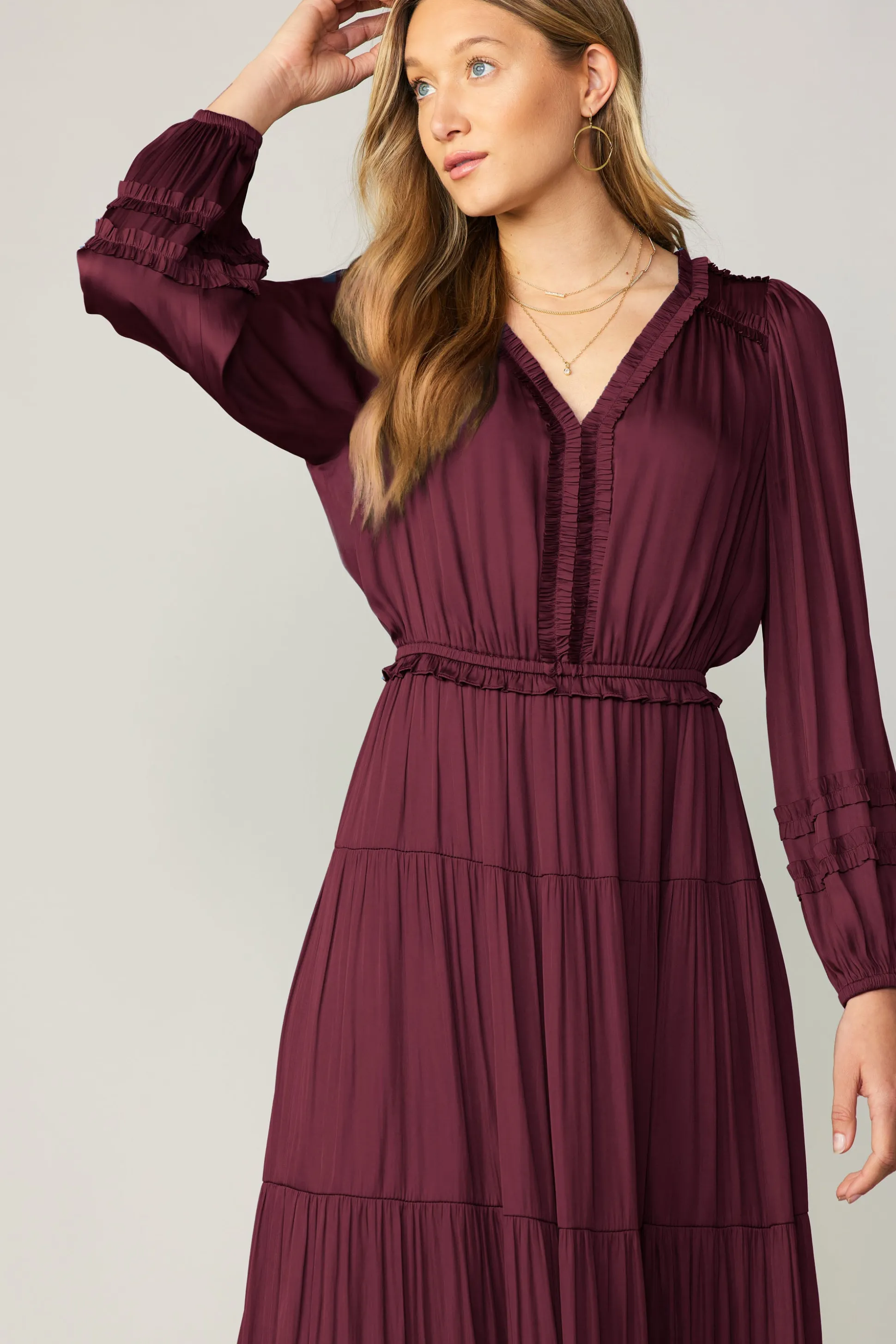 Ruffle Trim Maxi Dress<Current Air Fashion