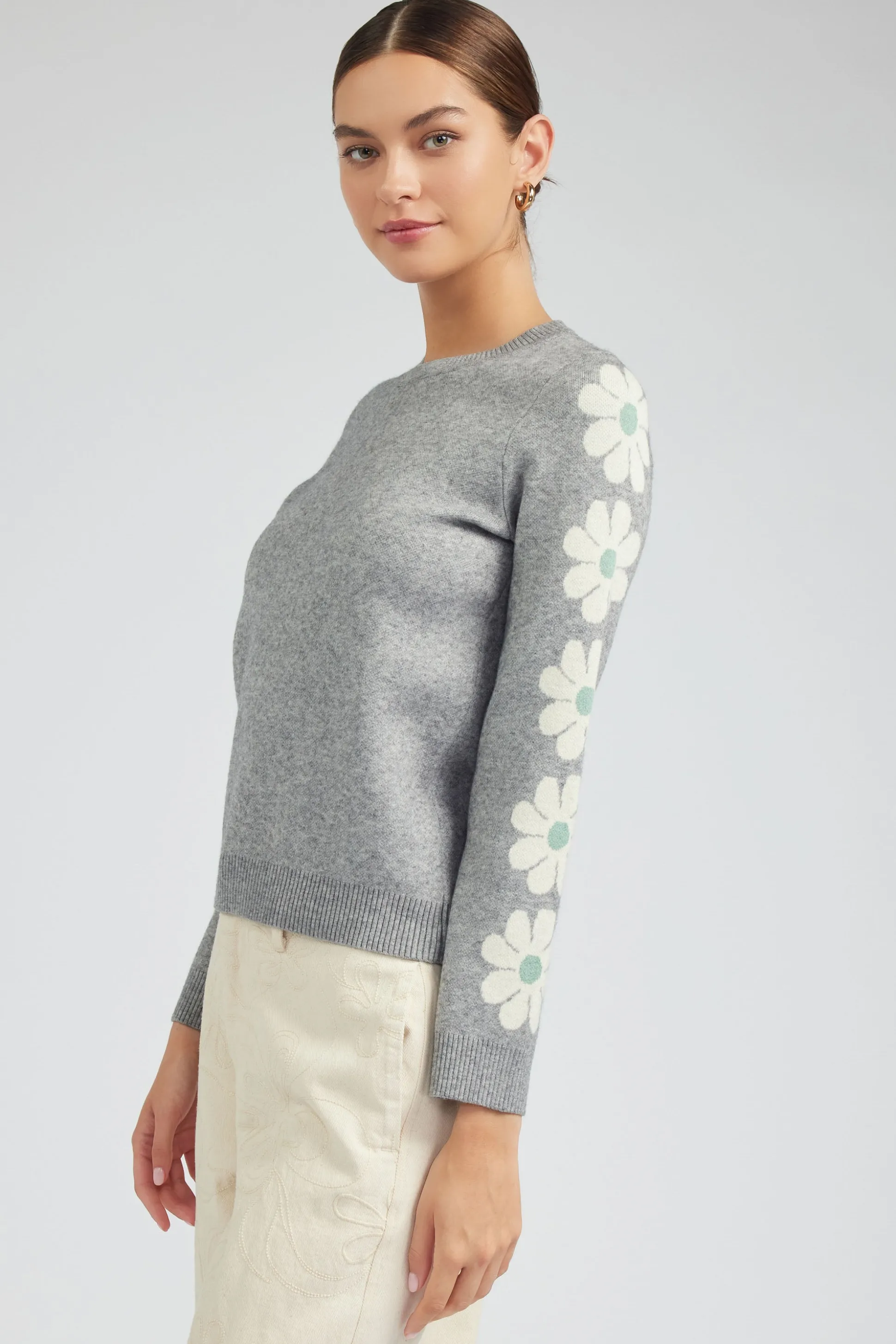Retro Daisy Motif Sweater<Current Air Hot