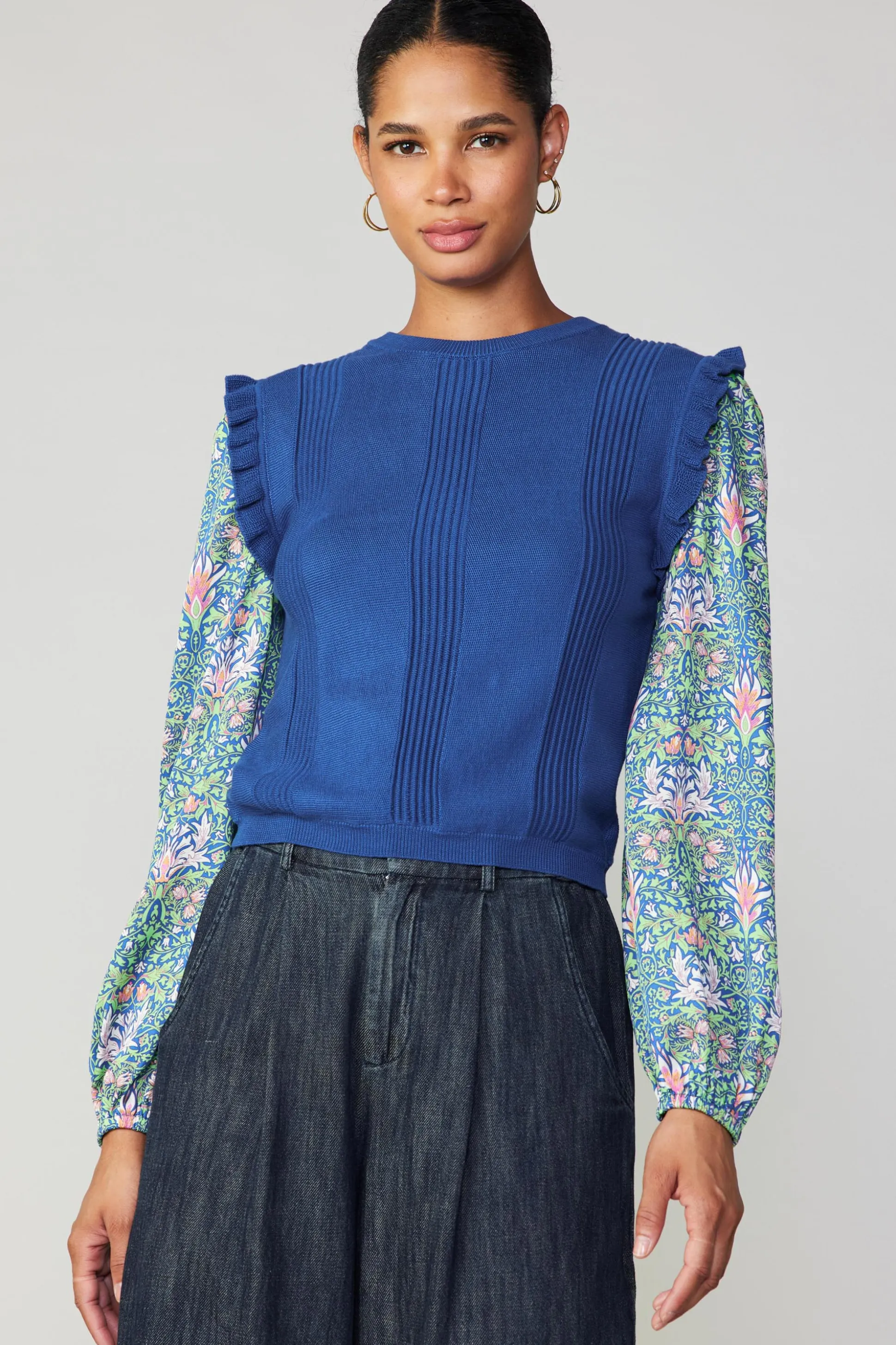 Floral Nouveau Contrast Top<Current Air Outlet