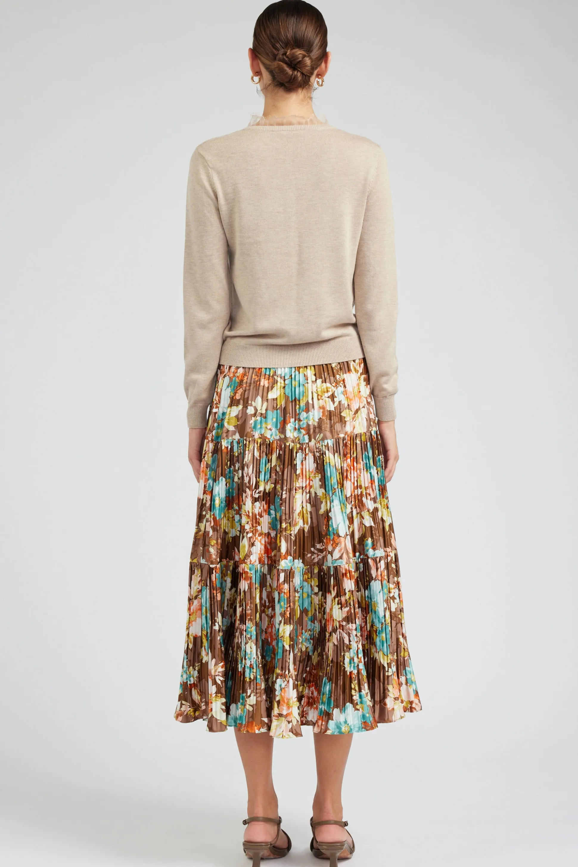 Floral Pleated Midi Skirt<Current Air Best