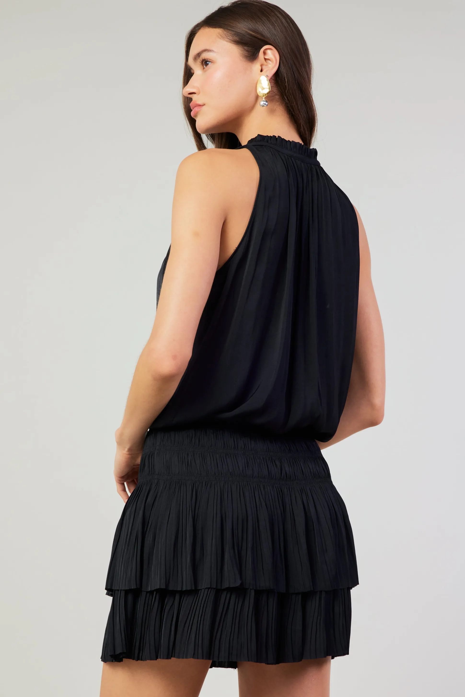 Cara Sleeveless Pleated Mini Dress<Current Air Sale