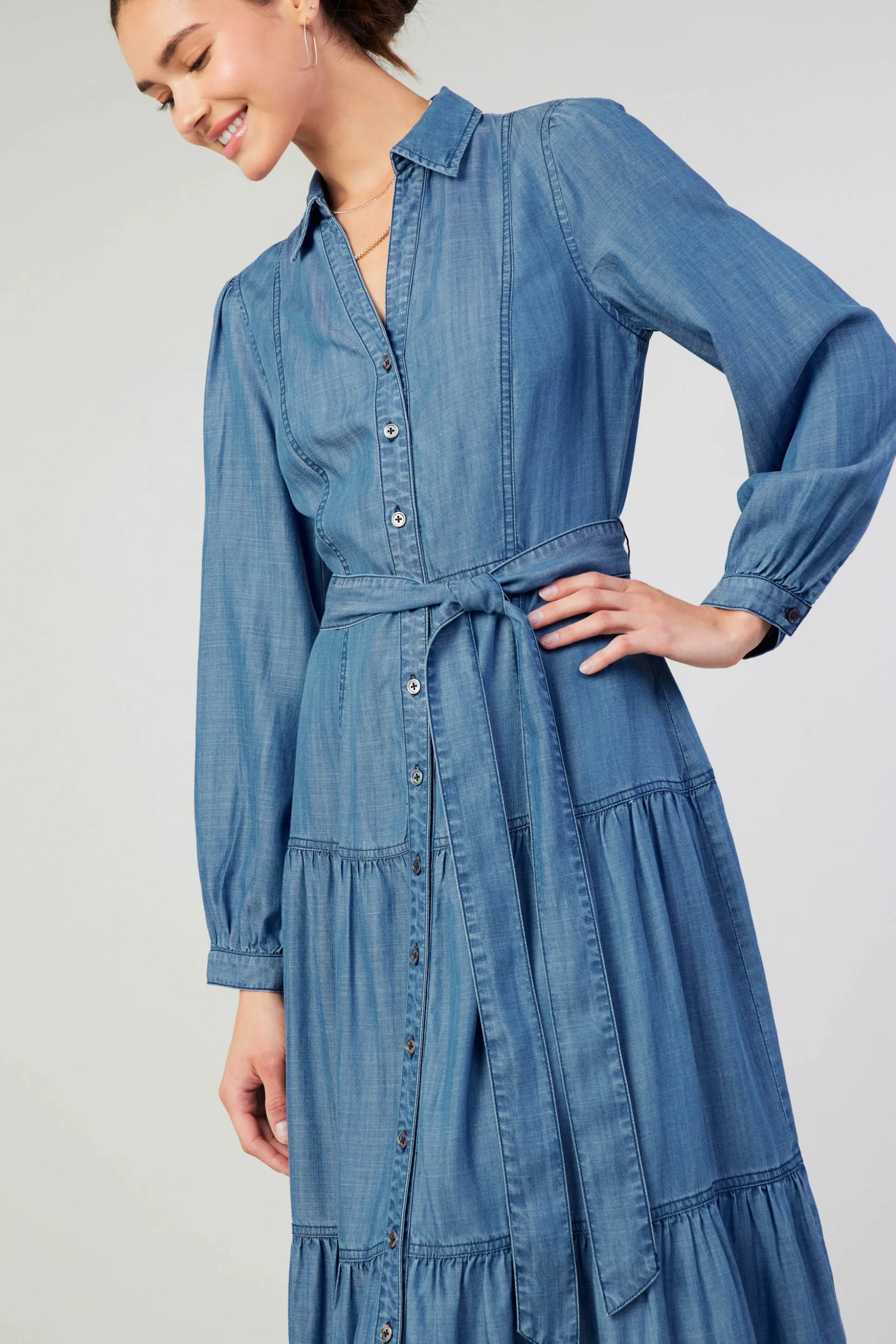 Belted Collar Shirt Dress<Current Air Outlet