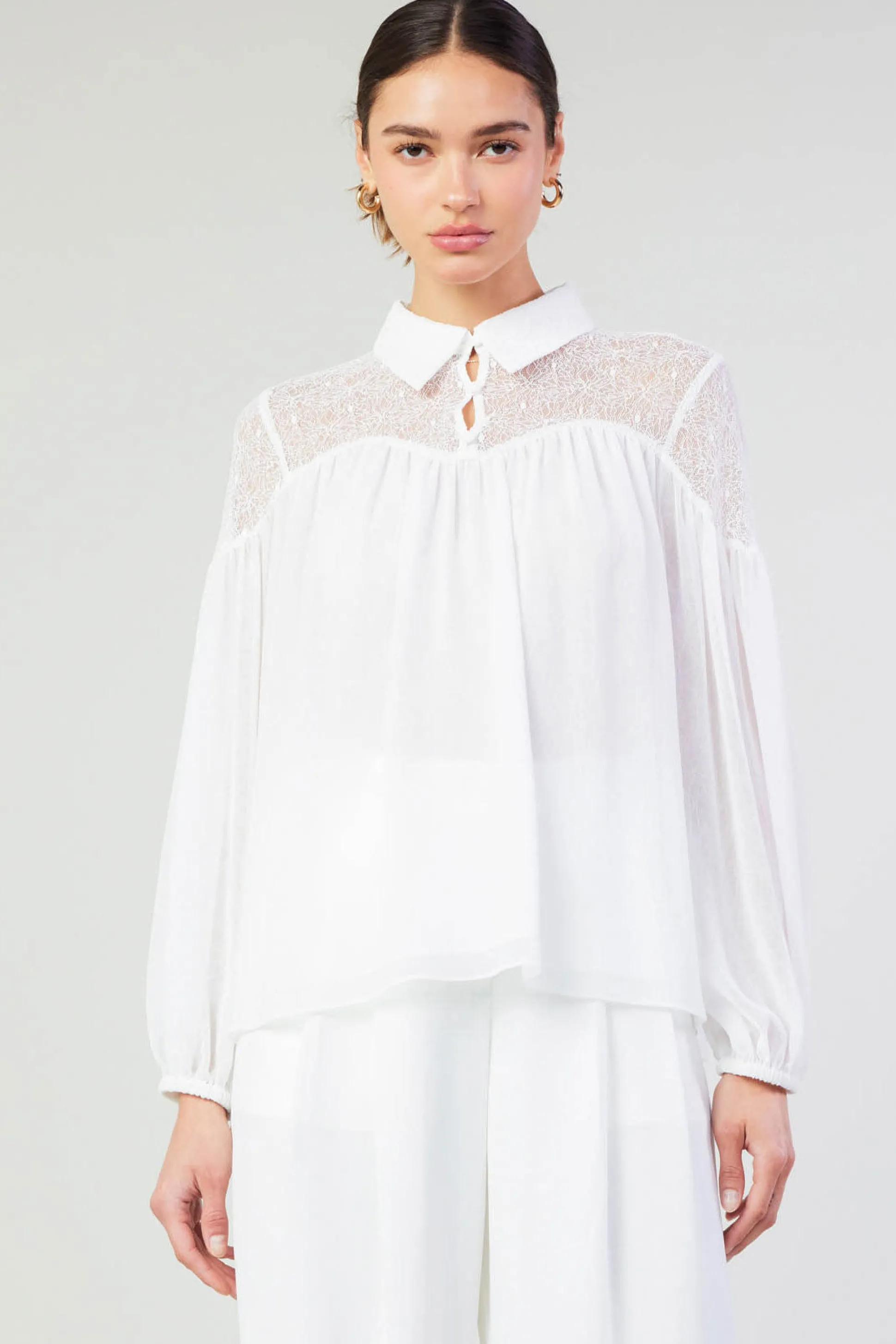 Elyse Lace Yoke Blouse<Current Air Clearance