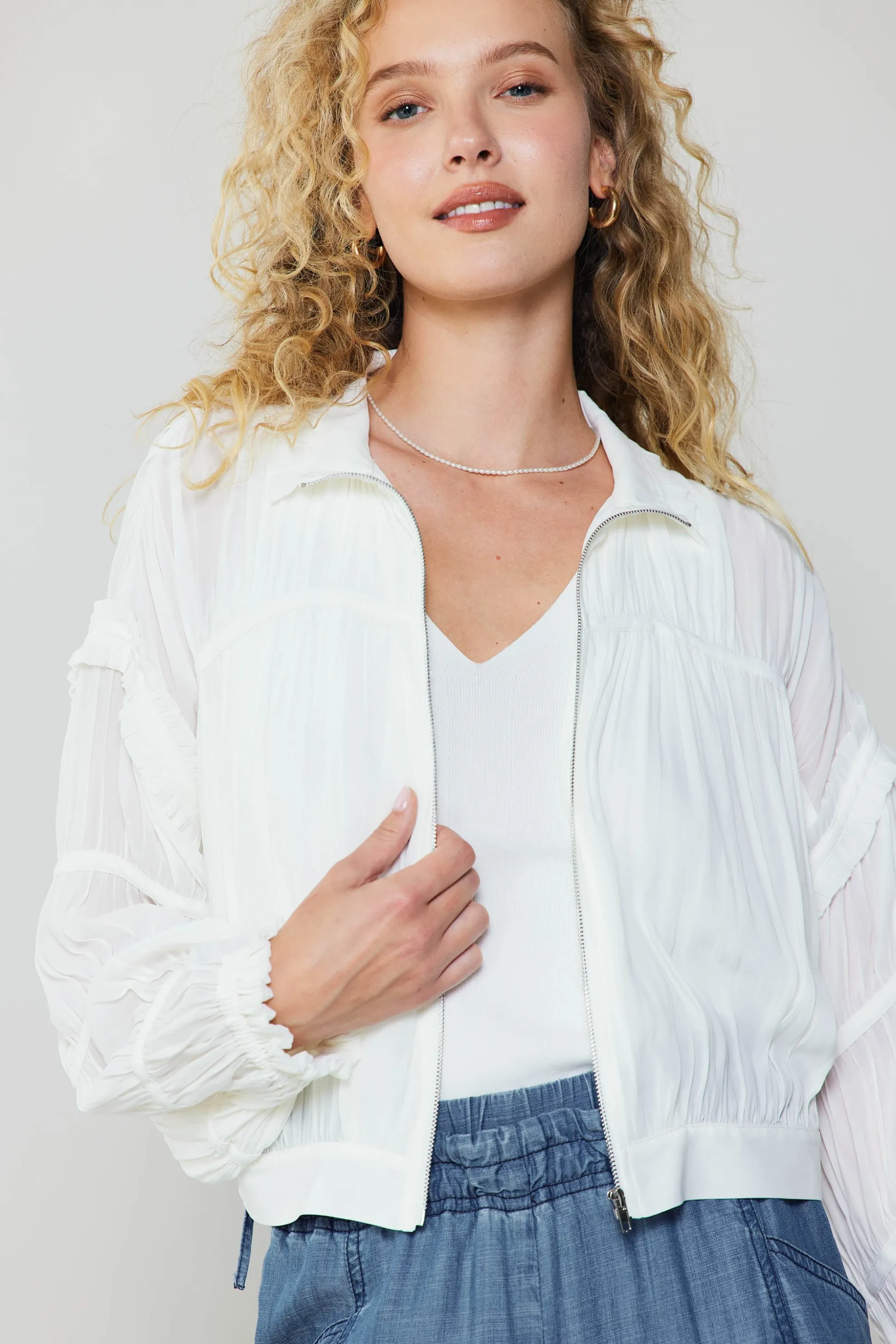 Shirred Sleeve Jacket<Current Air Hot