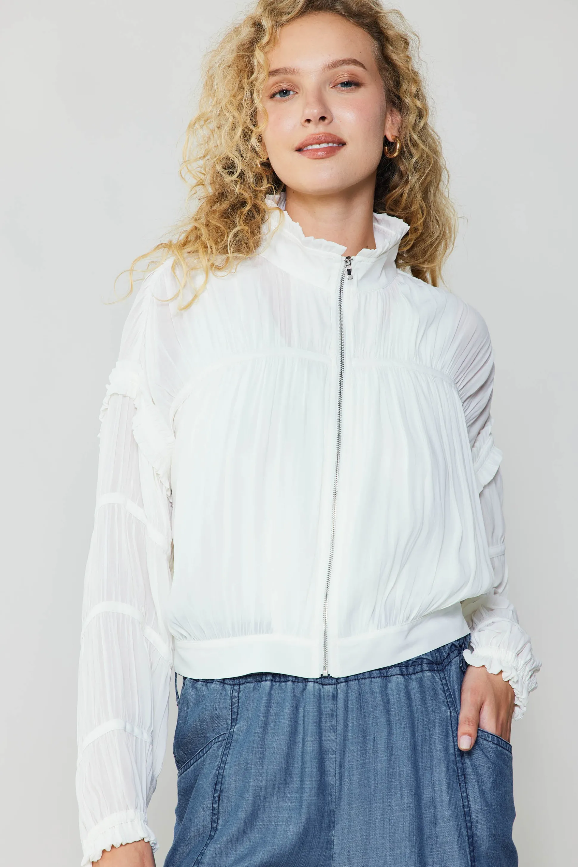 Shirred Sleeve Jacket<Current Air Hot