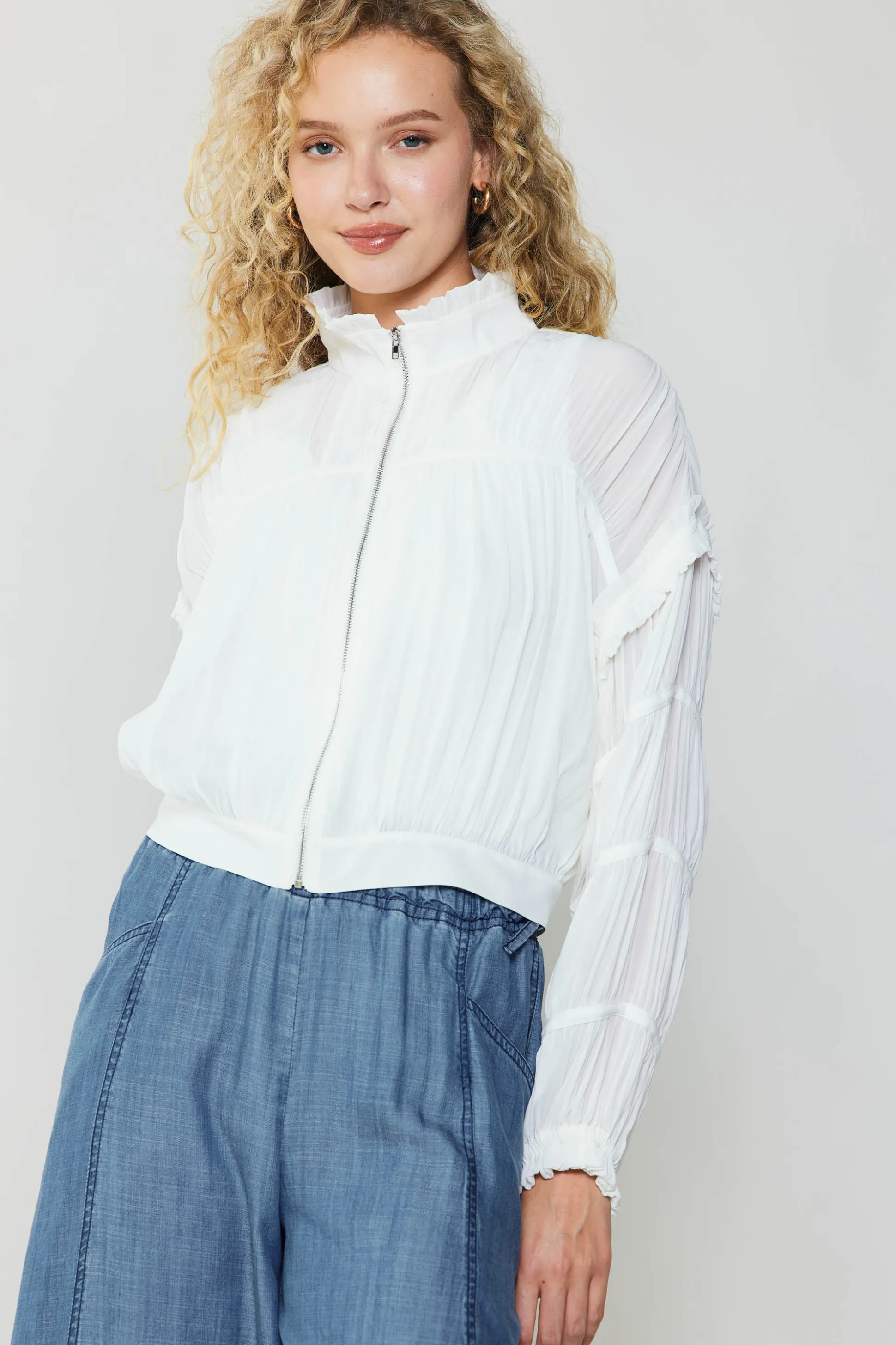 Shirred Sleeve Jacket<Current Air Hot