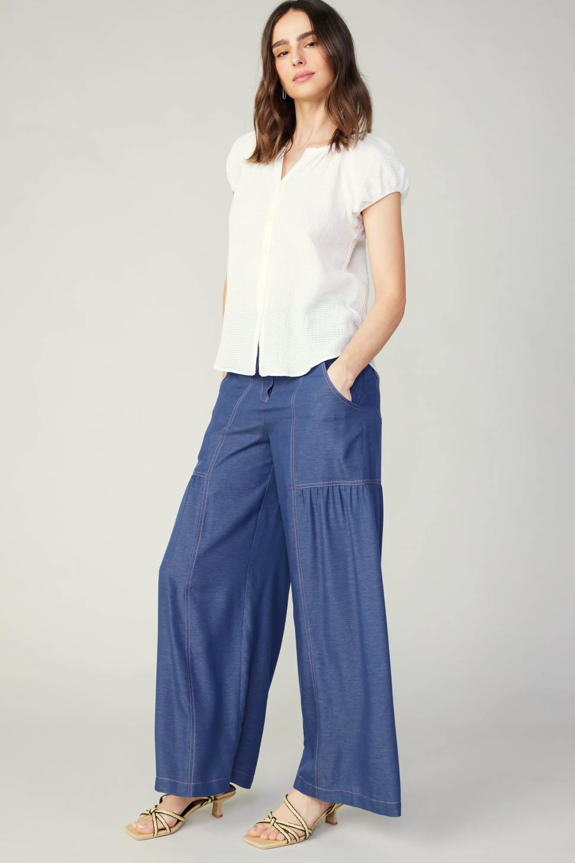 Buttoned Cotton Blouse<Current Air New