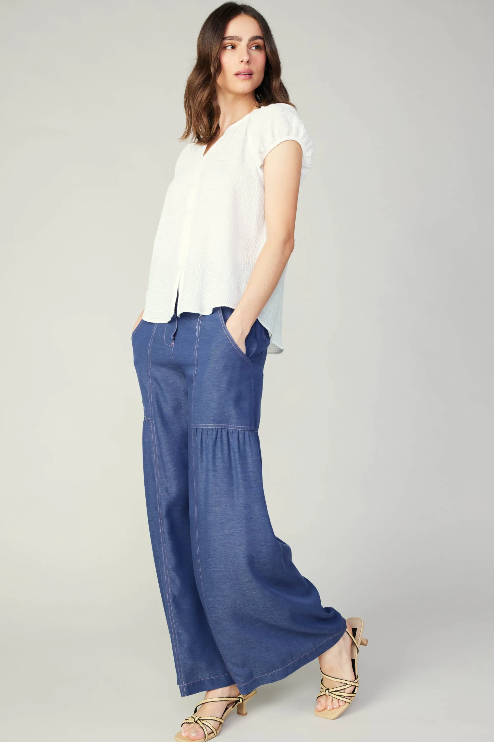 Buttoned Cotton Blouse<Current Air New