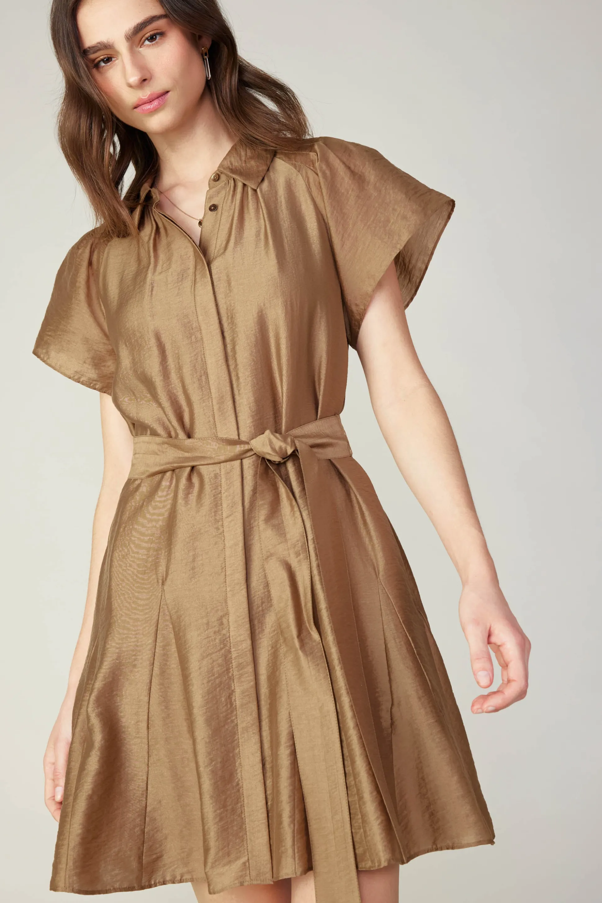 Belted Godet Mini Dress<Current Air New