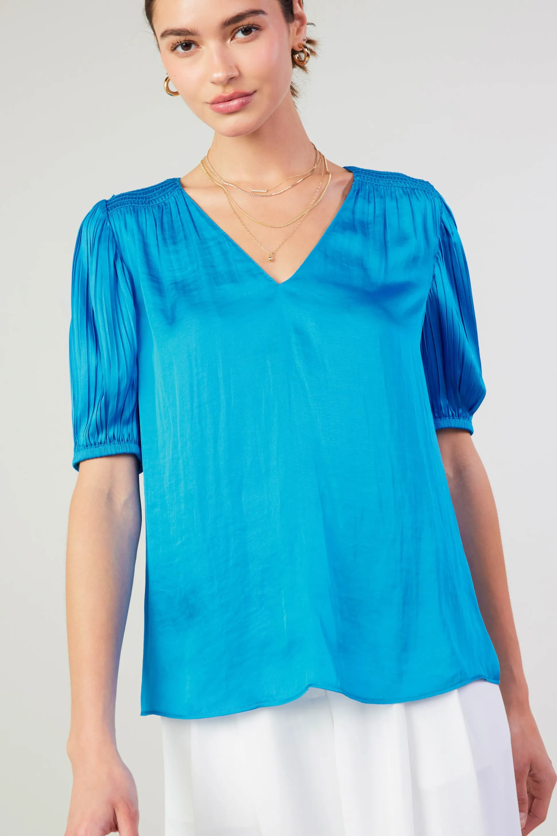 Cuffed Pleated Yoke top<Current Air Best