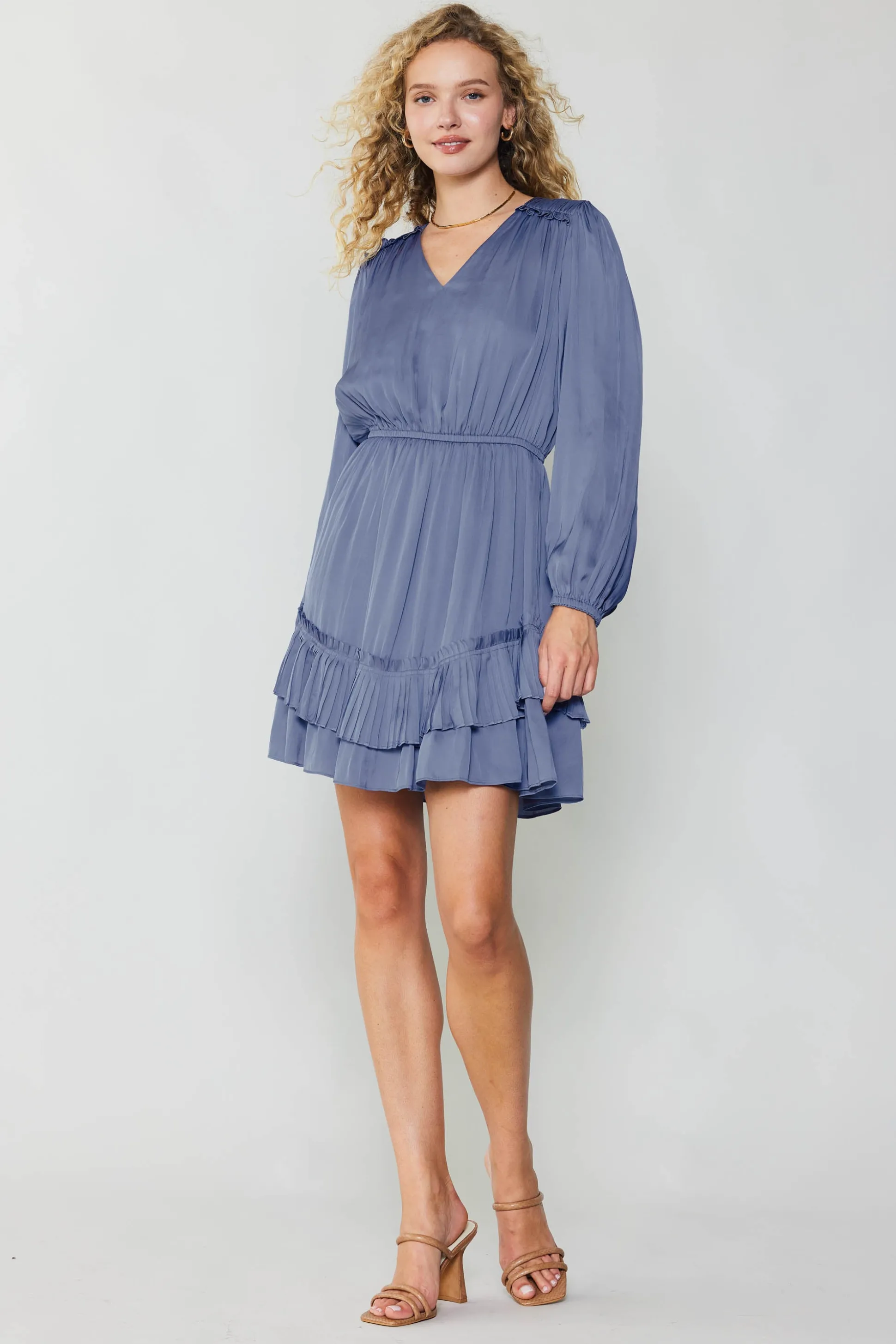 Pleat Detail Tiered Mini Dress<Current Air New