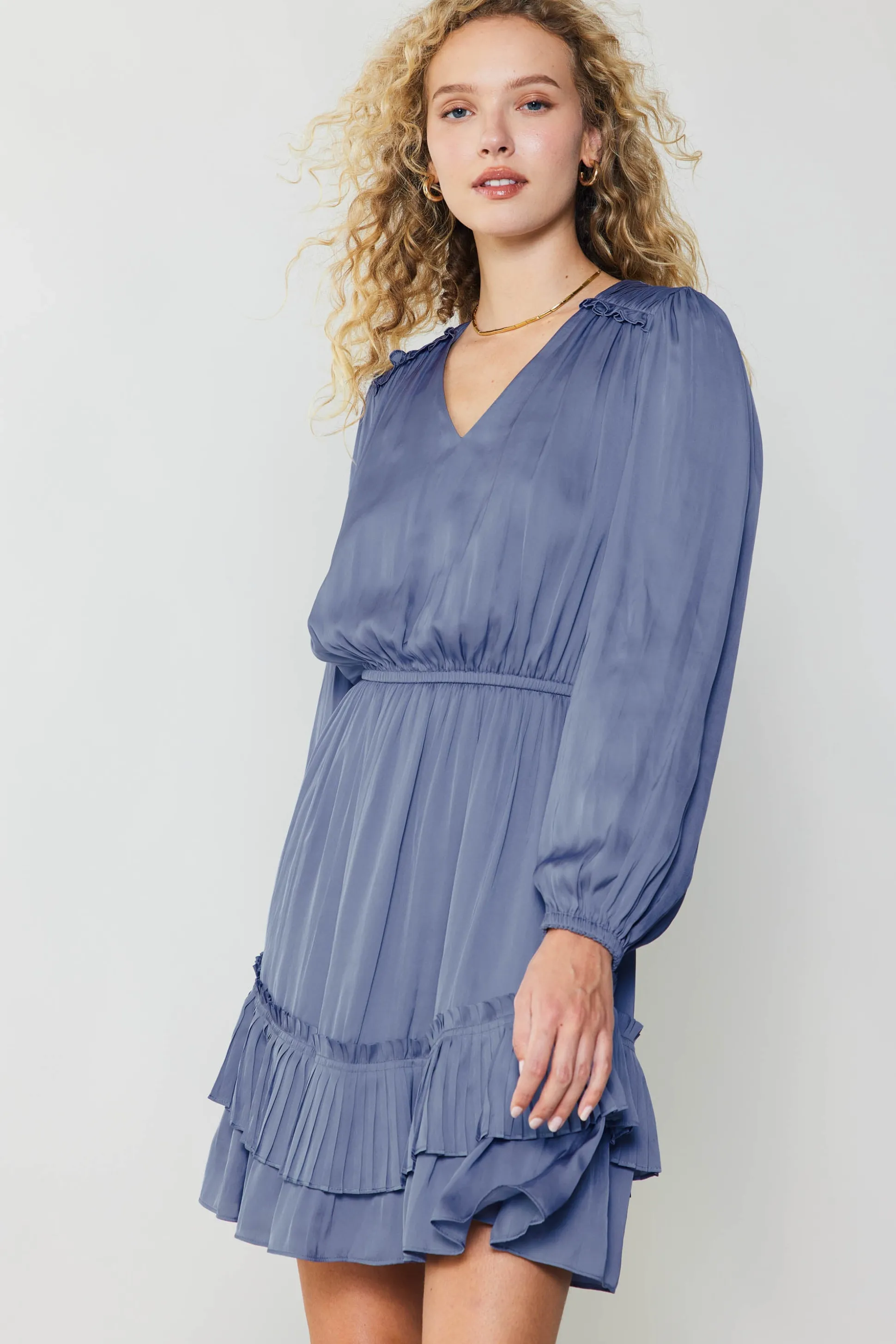 Pleat Detail Tiered Mini Dress<Current Air New