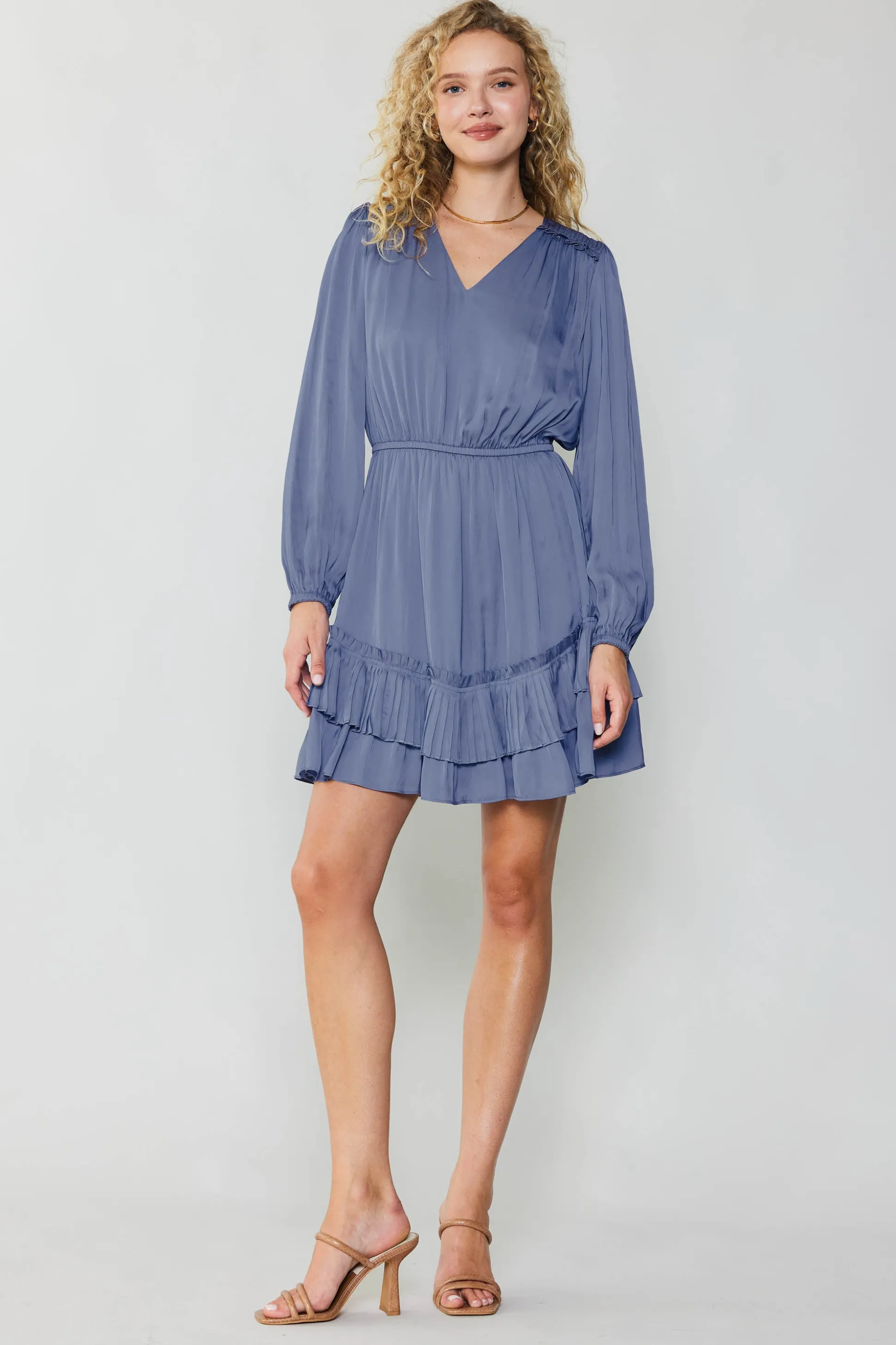 Pleat Detail Tiered Mini Dress<Current Air New