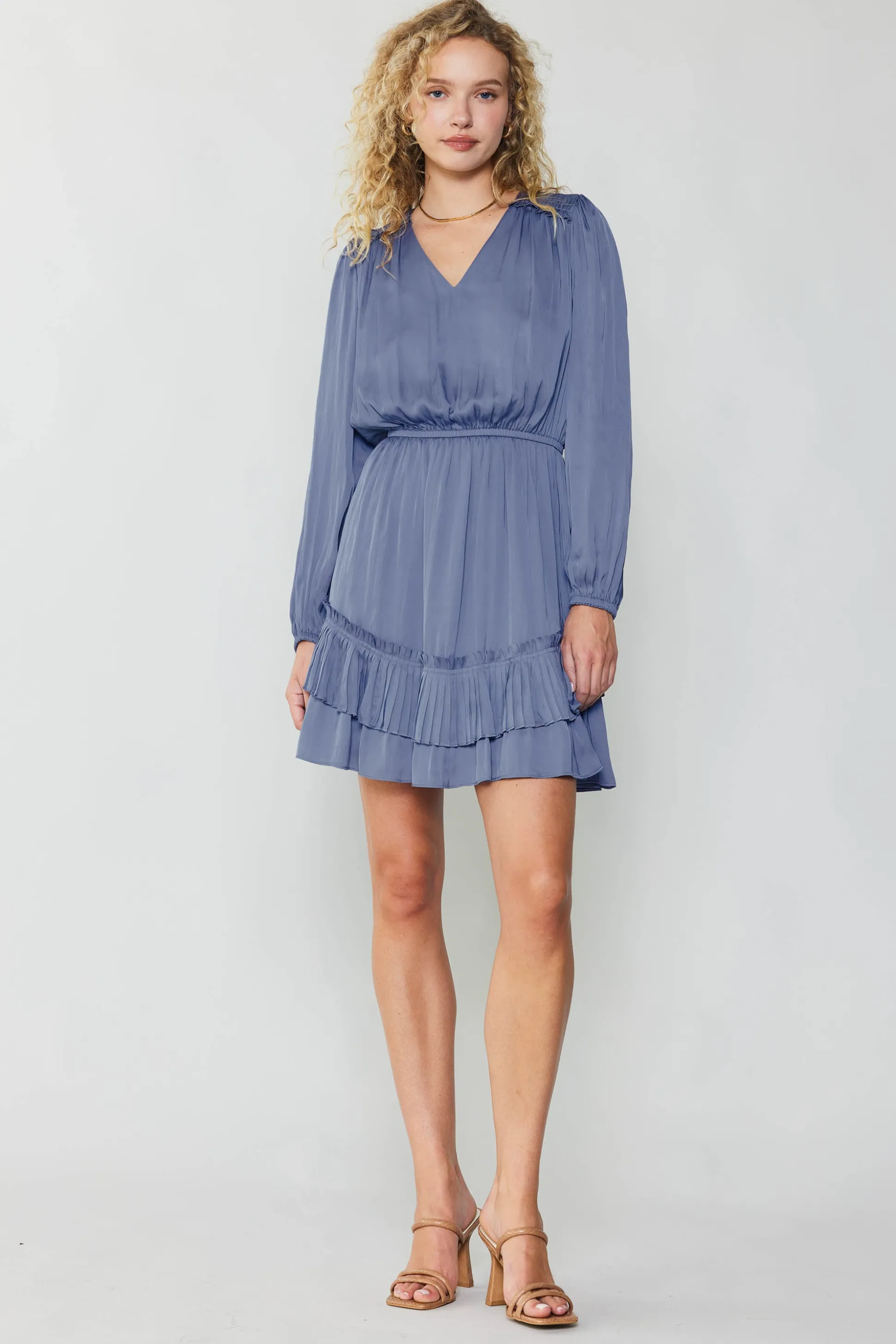 Pleat Detail Tiered Mini Dress<Current Air New