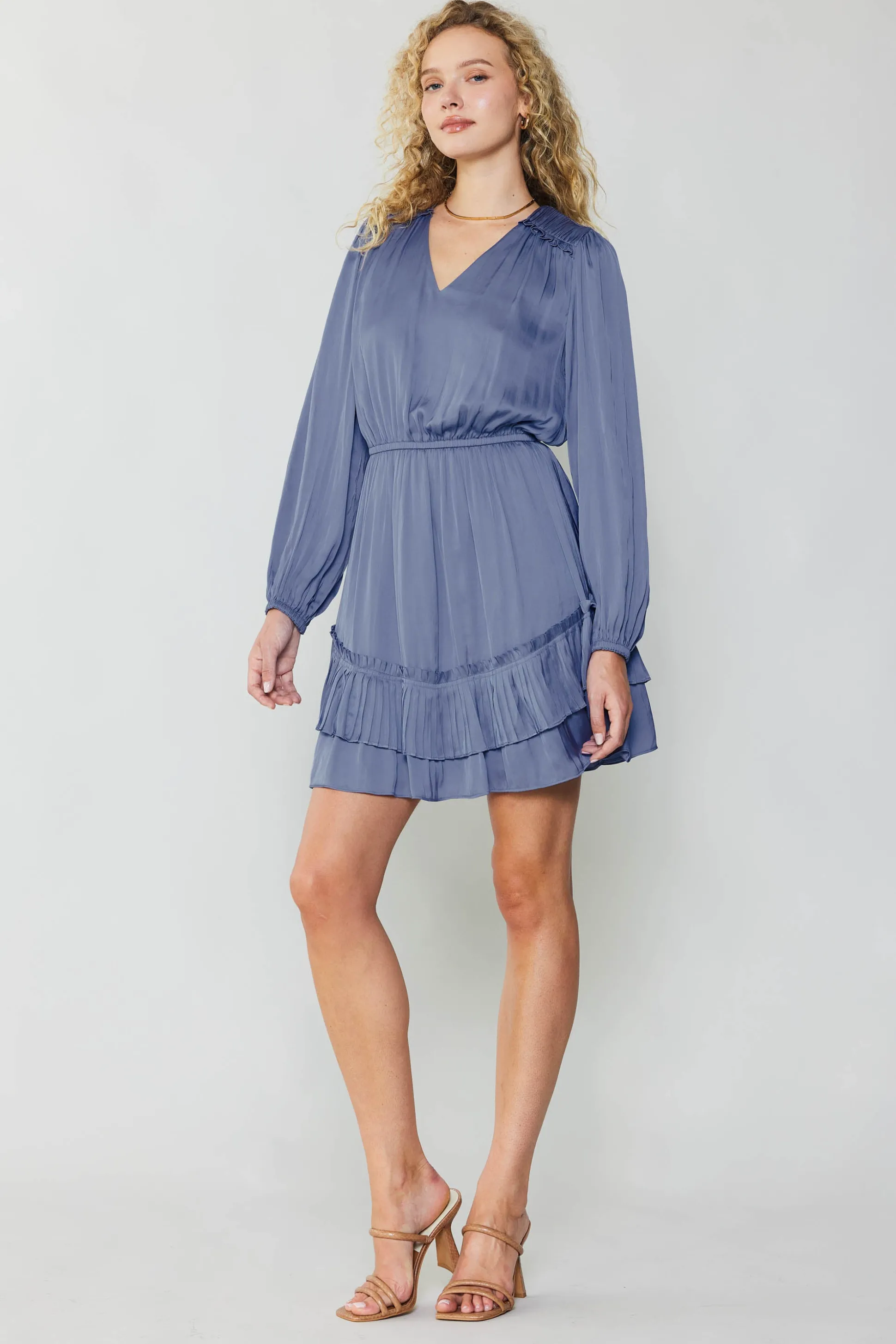 Pleat Detail Tiered Mini Dress<Current Air New