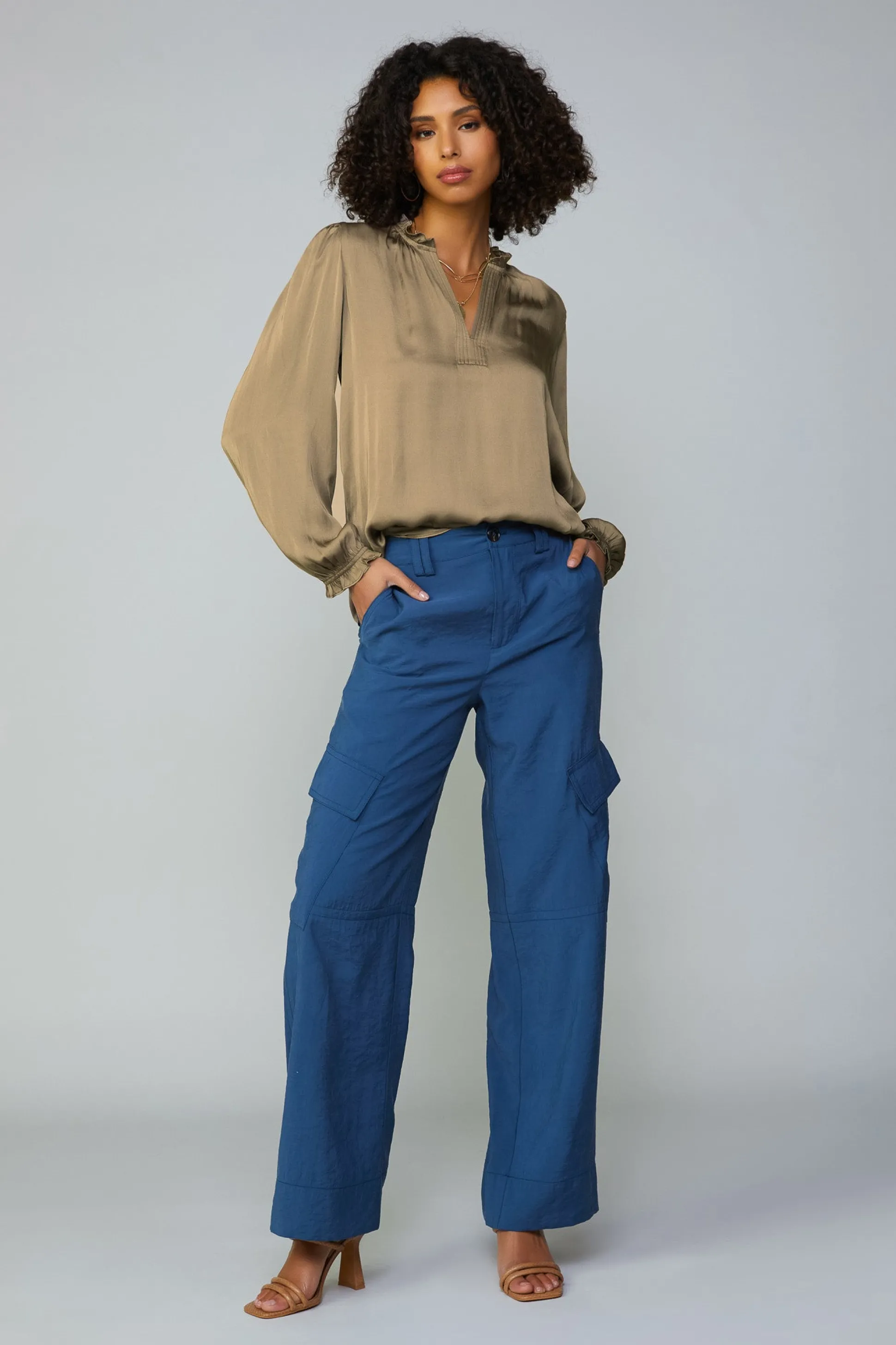 Top Stitch Placket Blouse<Current Air Outlet