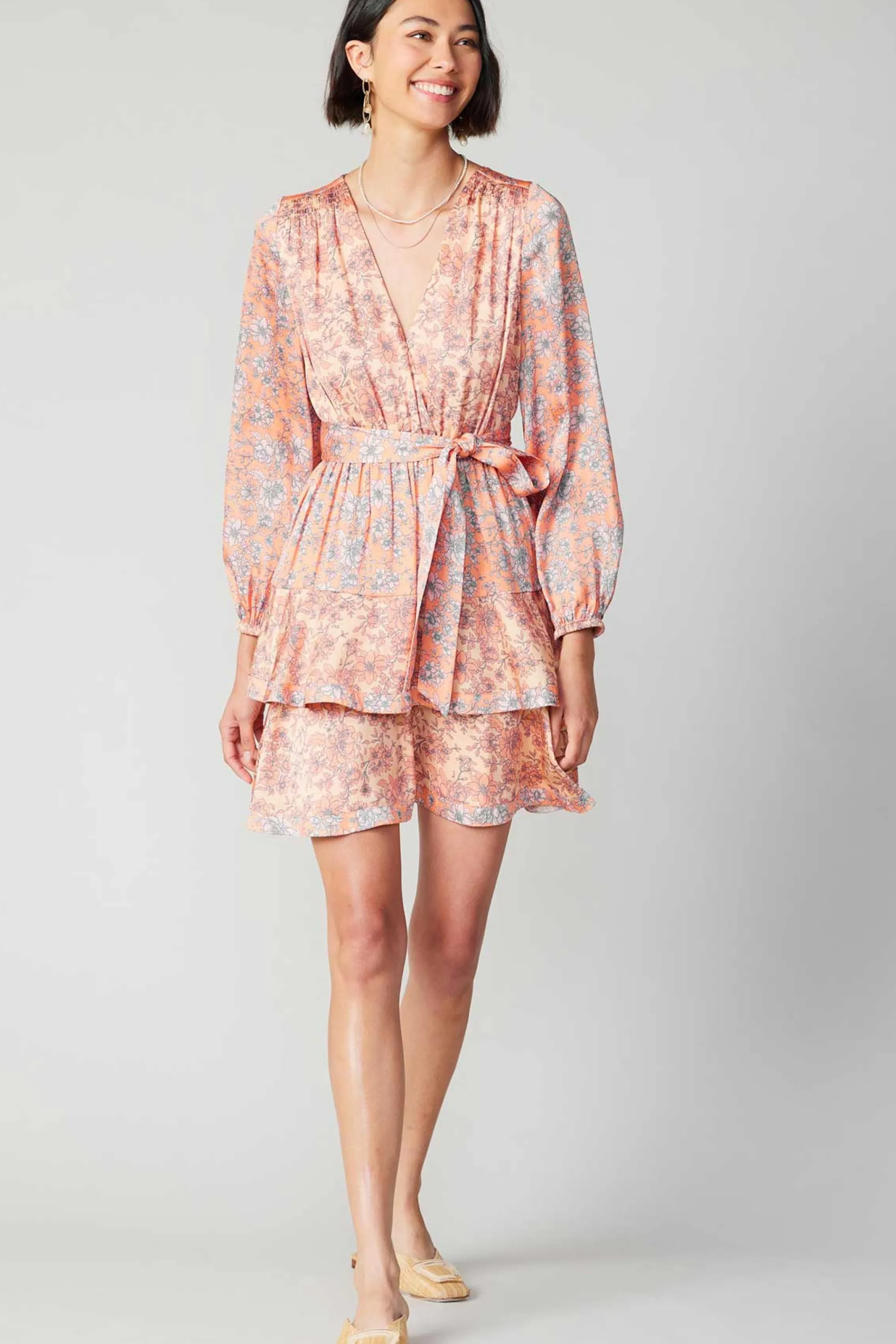 Floral Surplice Mini Dress<Current Air Best