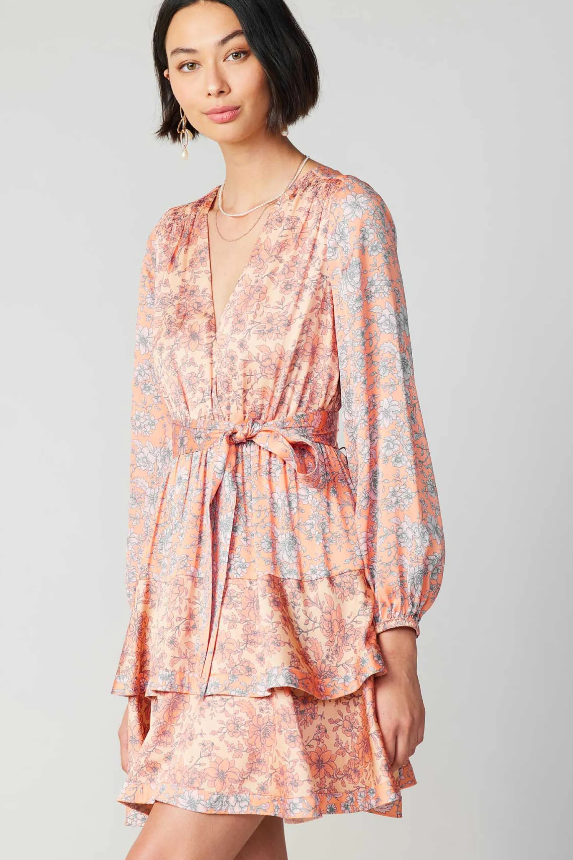 Floral Surplice Mini Dress<Current Air Best