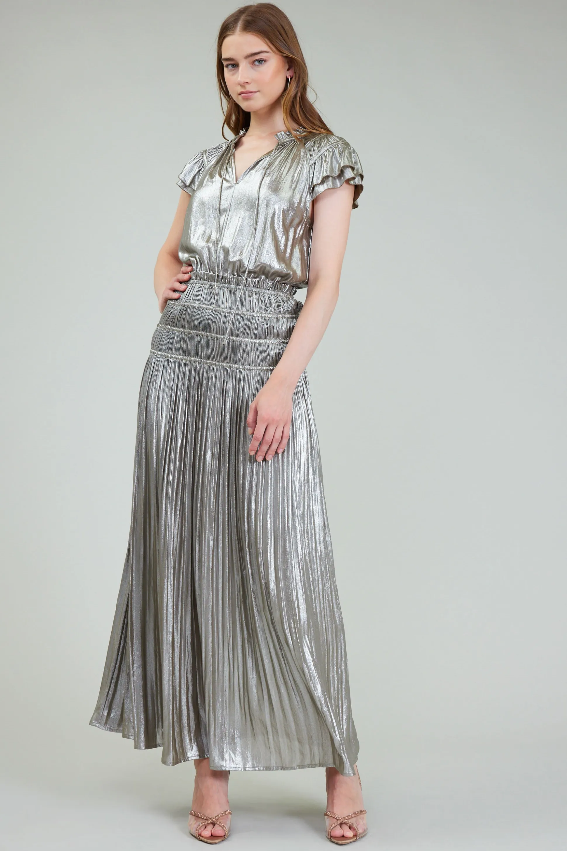 Metallic Maxi Dress<Current Air Discount