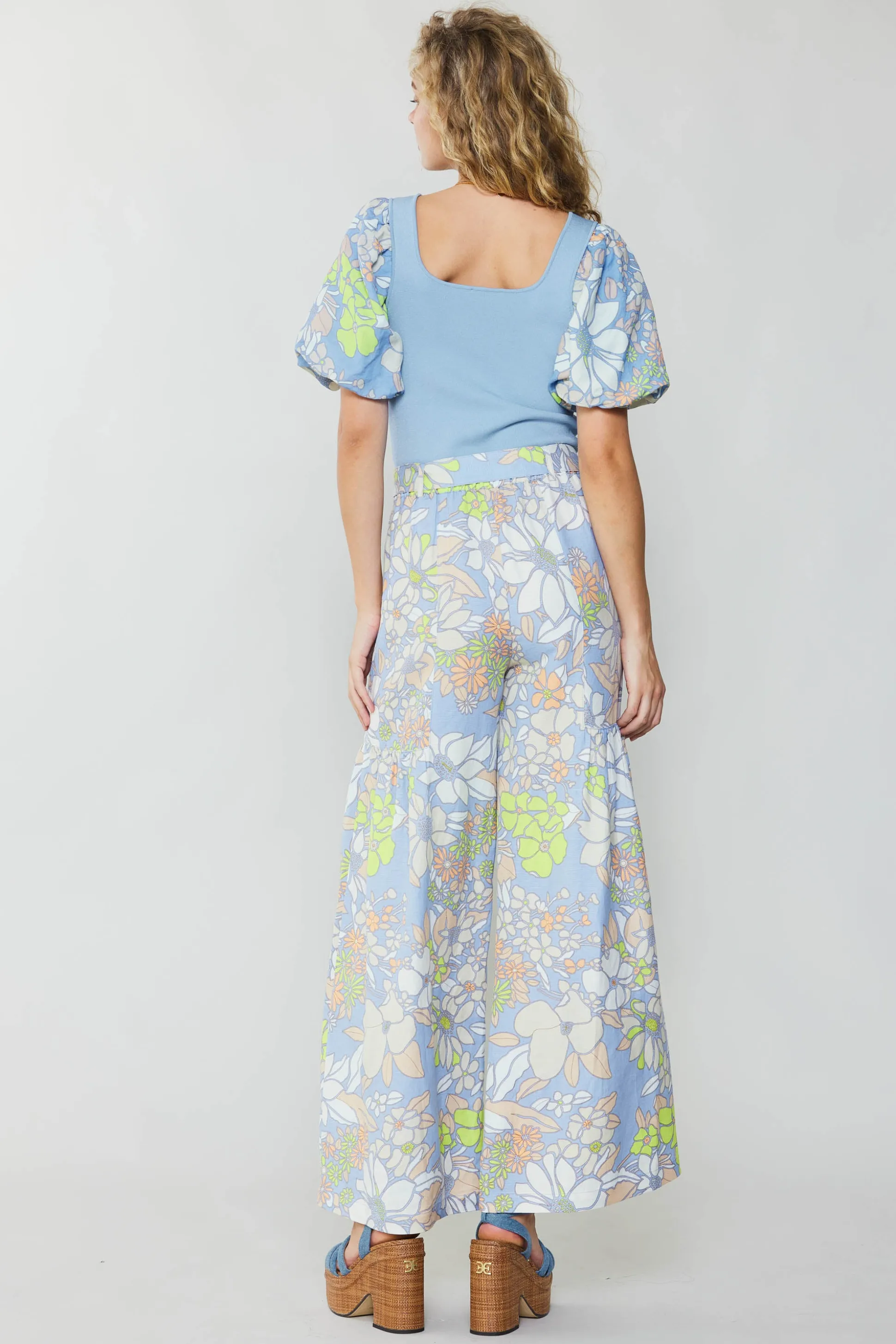 Linen Blend Floral Pants<Current Air Best