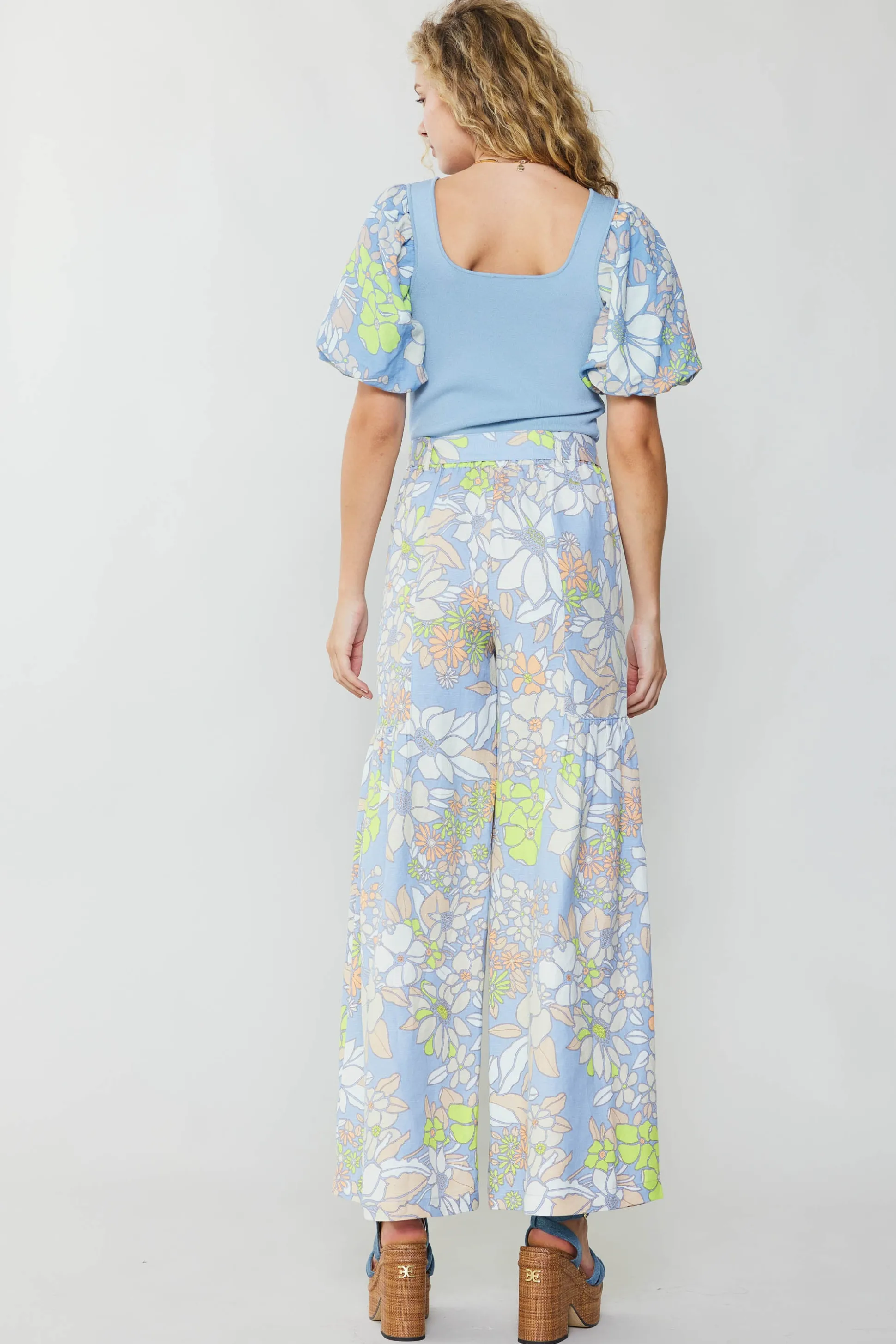 Linen Blend Floral Pants<Current Air Best