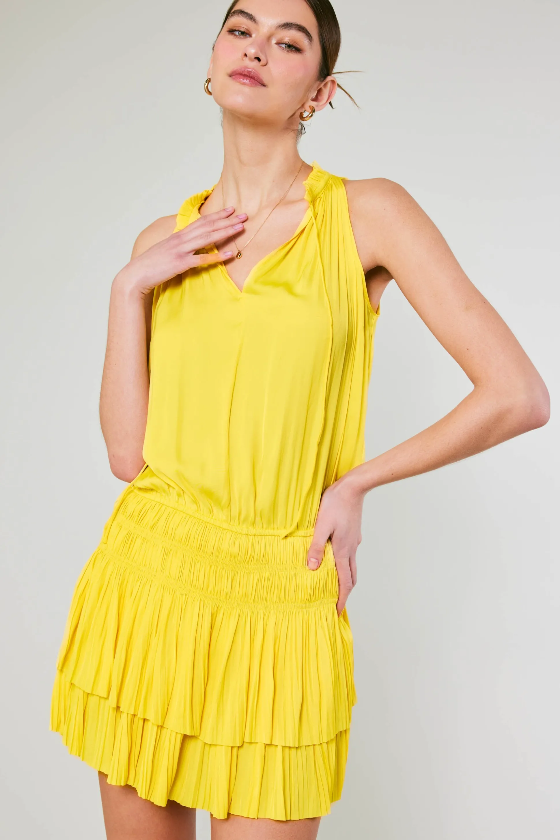 Cara Pleated Mini Dress<Current Air Outlet
