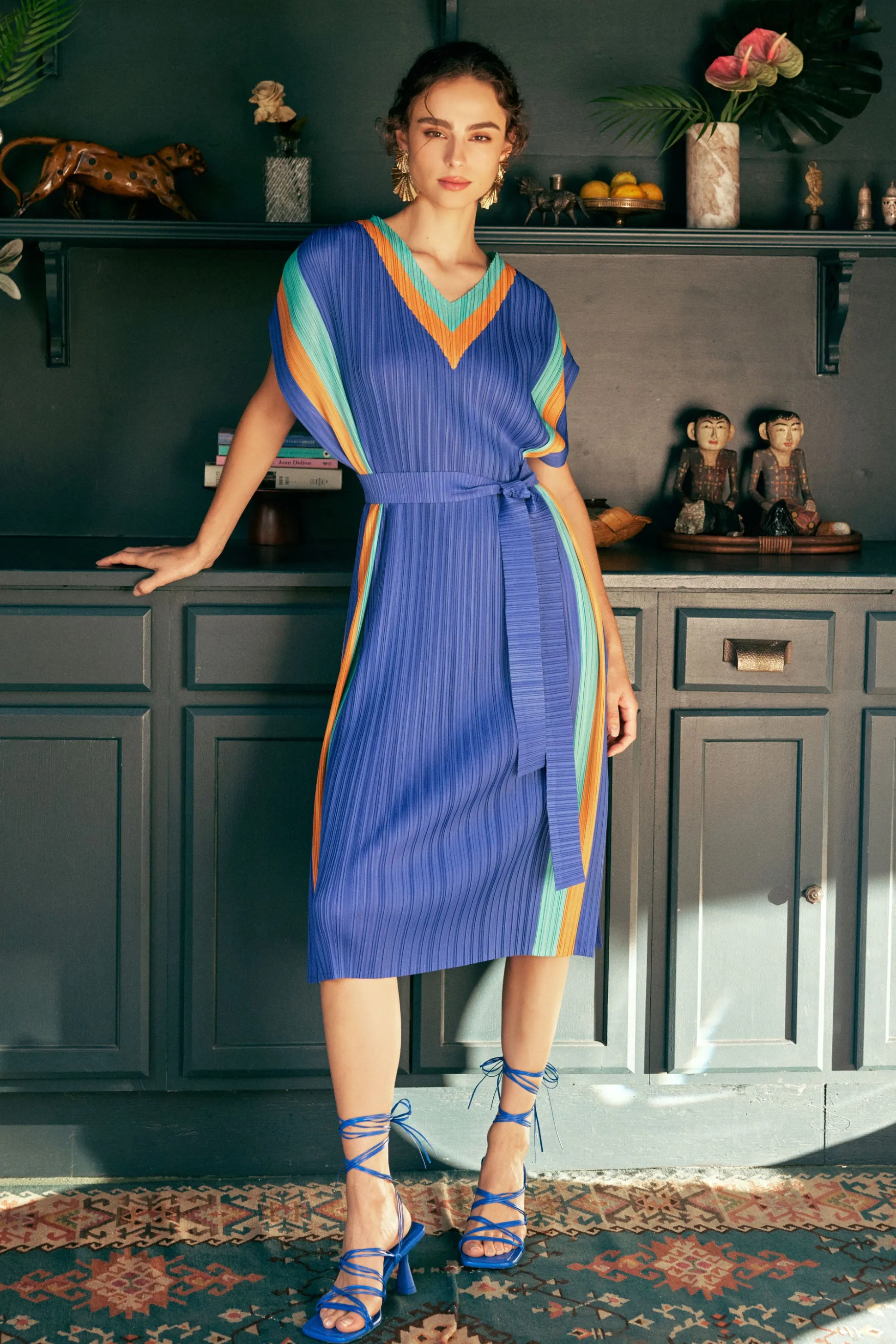 Pleated Border Kaftan Dress<Current Air Clearance