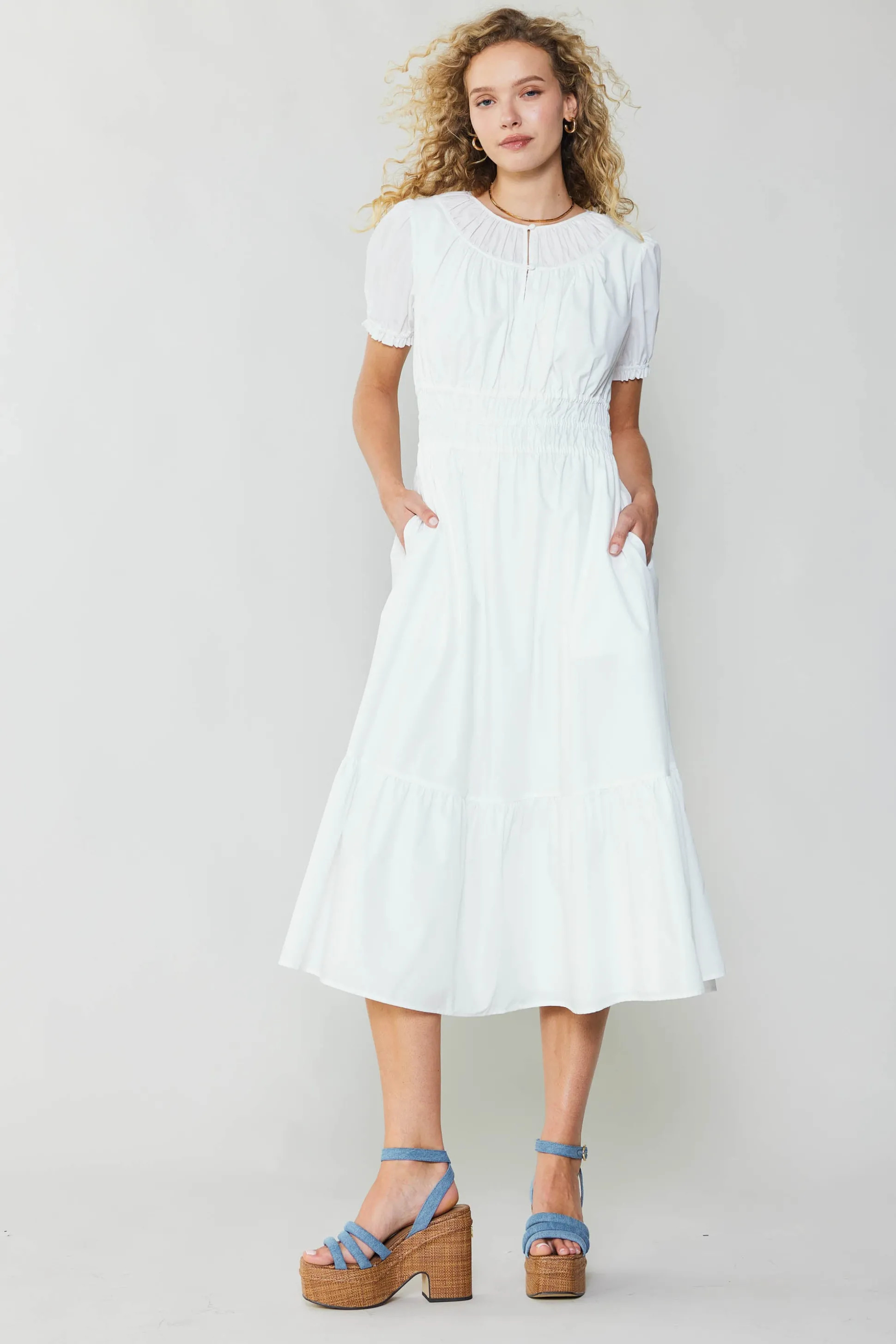 Brooklyn Poplin Midi Dress<Current Air New