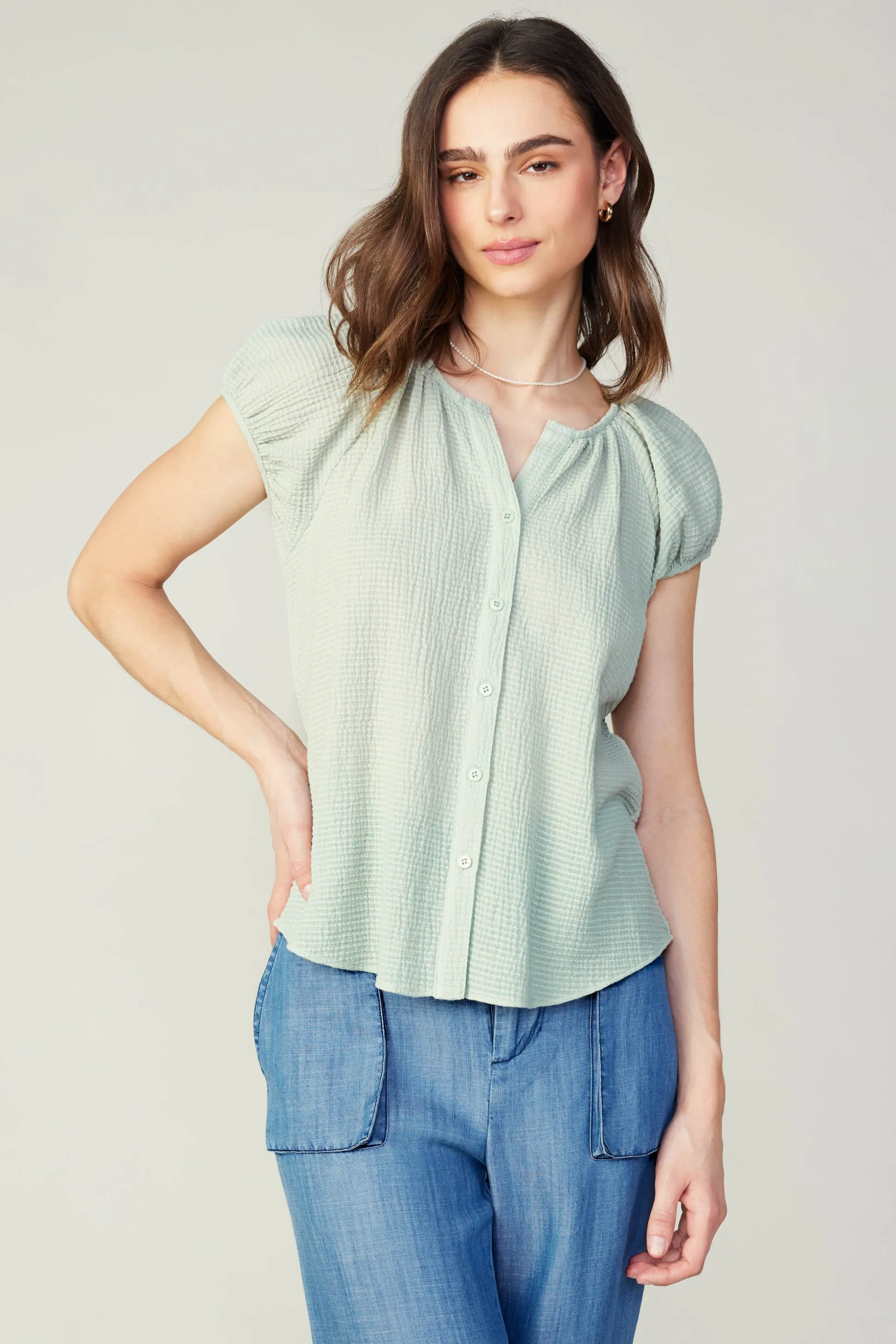Buttoned Cotton Blouse<Current Air Best