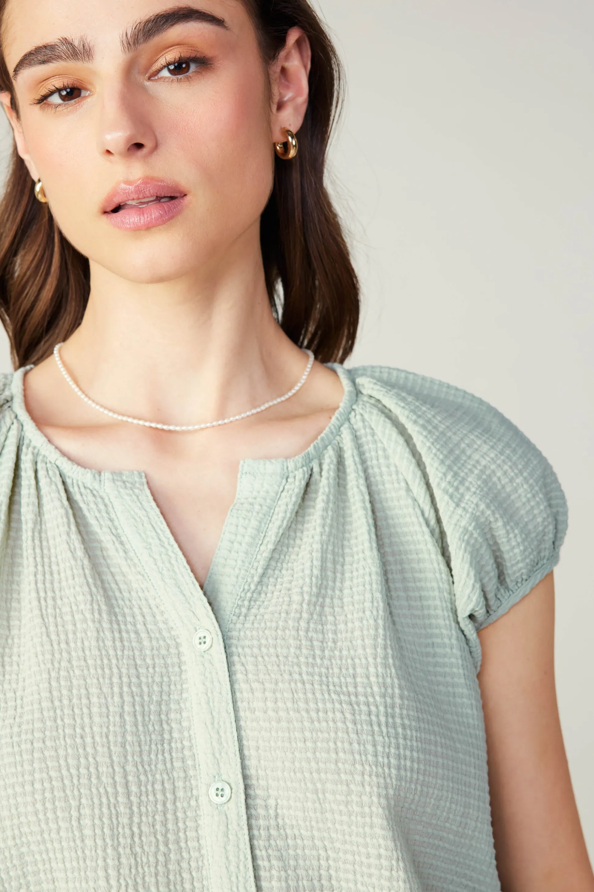 Buttoned Cotton Blouse<Current Air Best