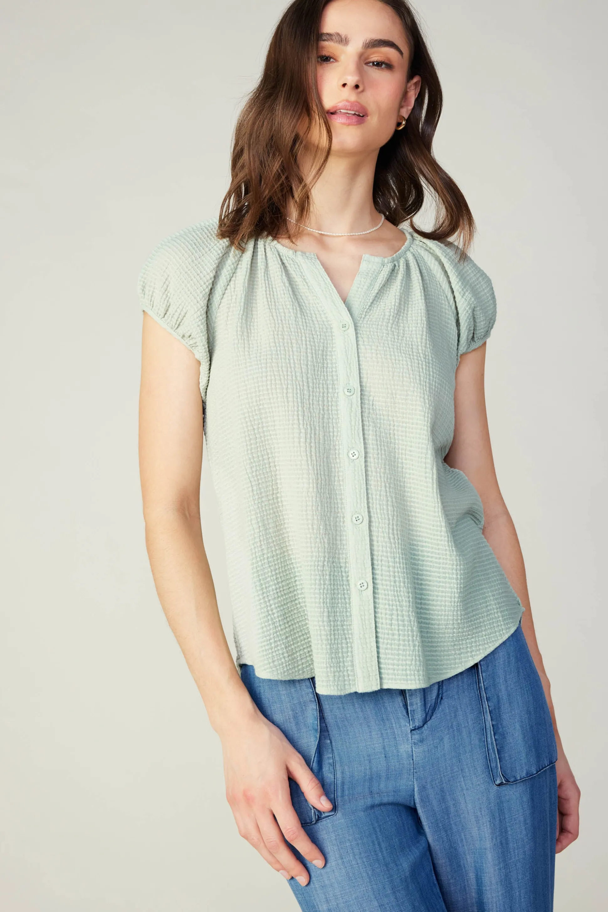 Buttoned Cotton Blouse<Current Air Best