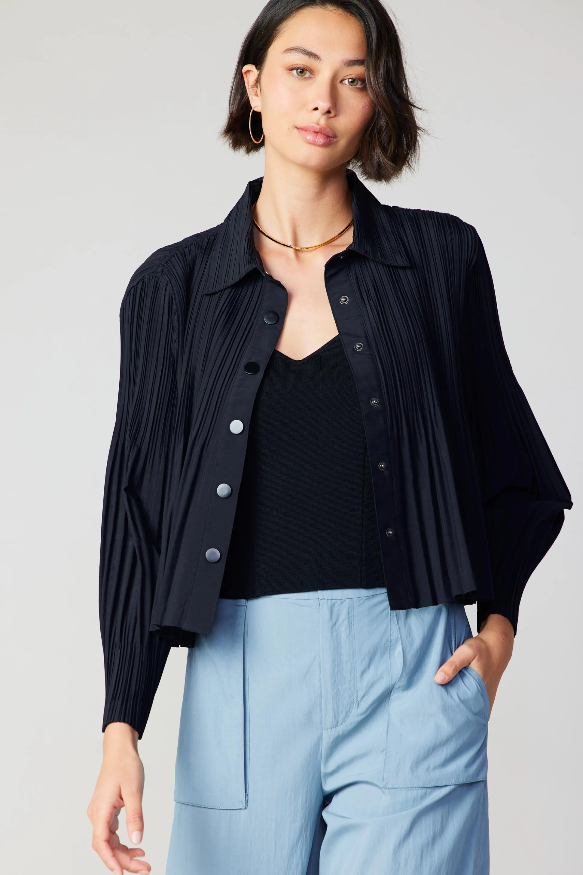 Button Down Pleated Top<Current Air Outlet