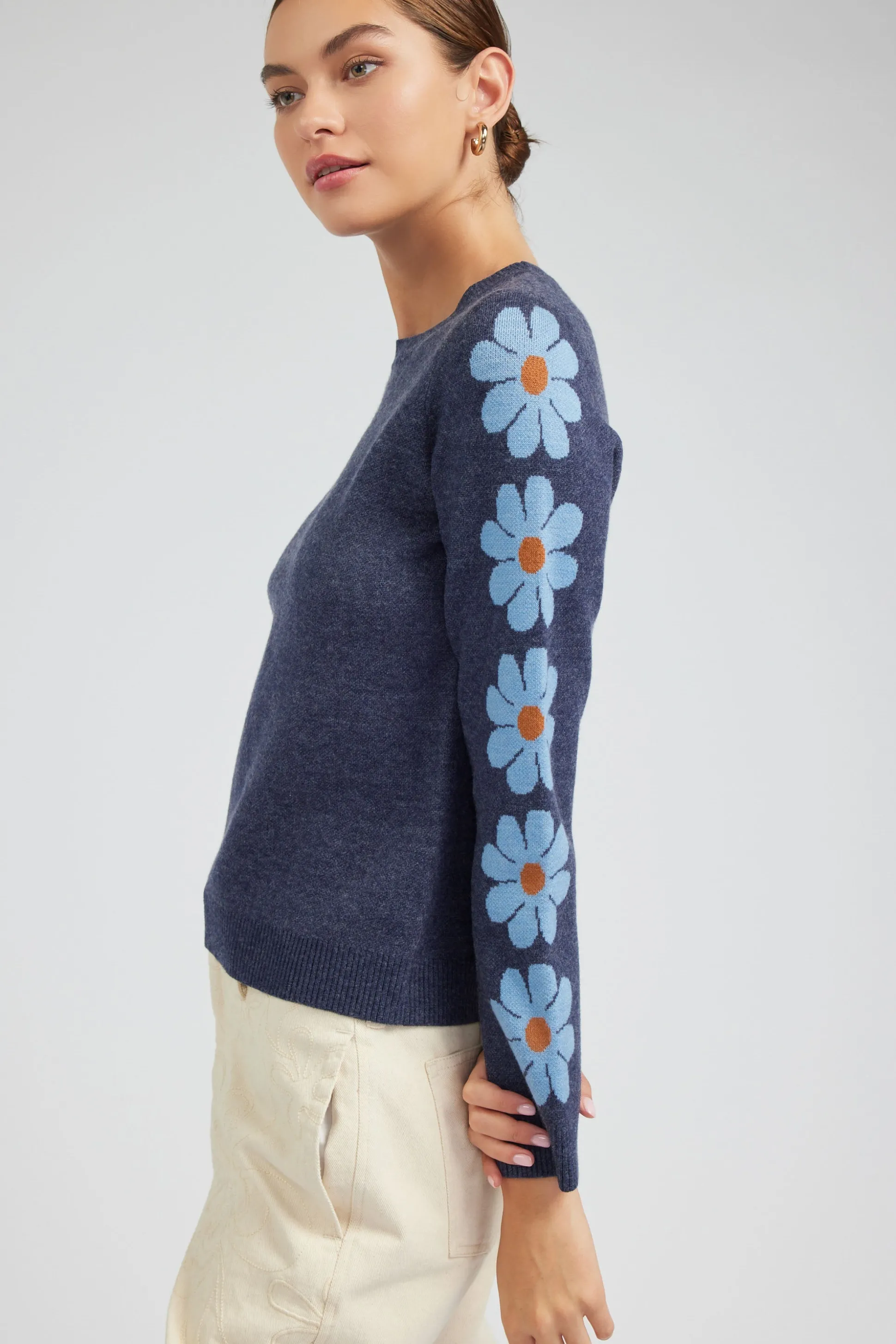 Retro Daisy Motif Sweater<Current Air Sale