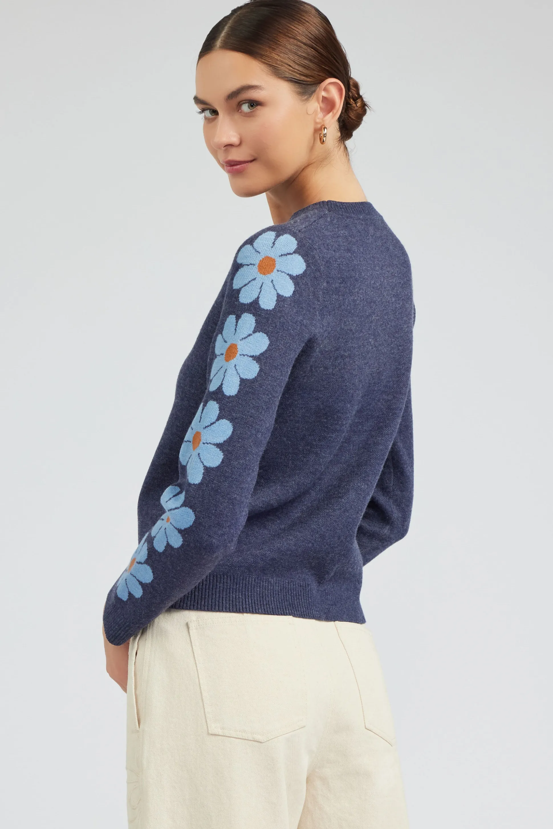 Retro Daisy Motif Sweater<Current Air Sale