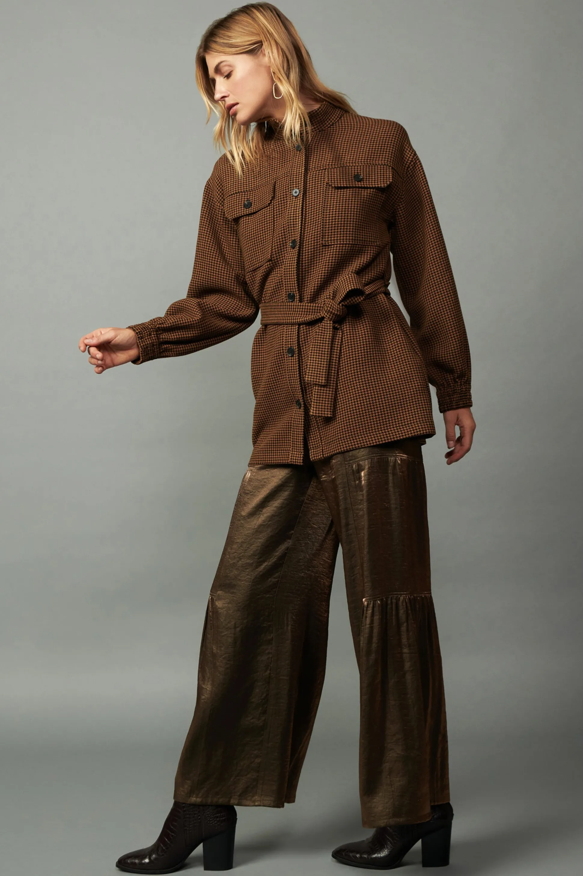 Houndstooth Oversized Jacket<Current Air Best