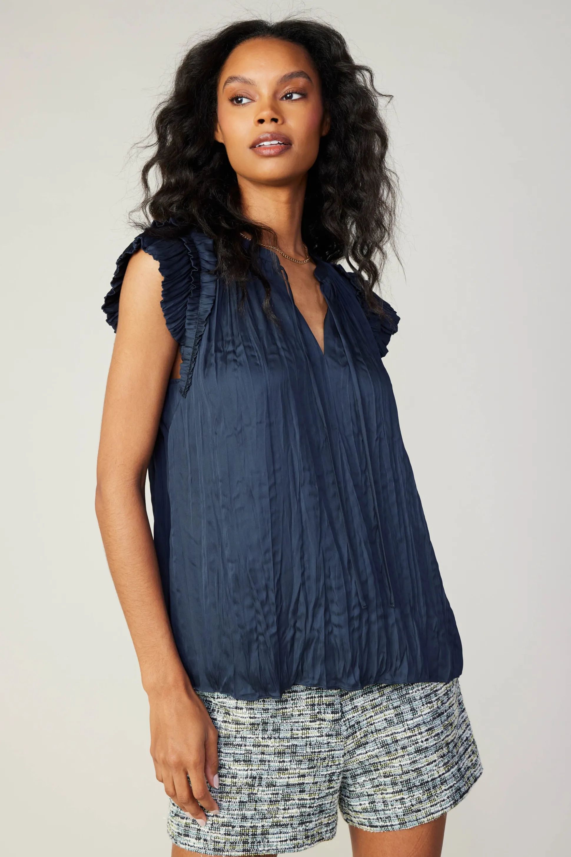 Crinkled Flutter Sleeve Top<Current Air Best