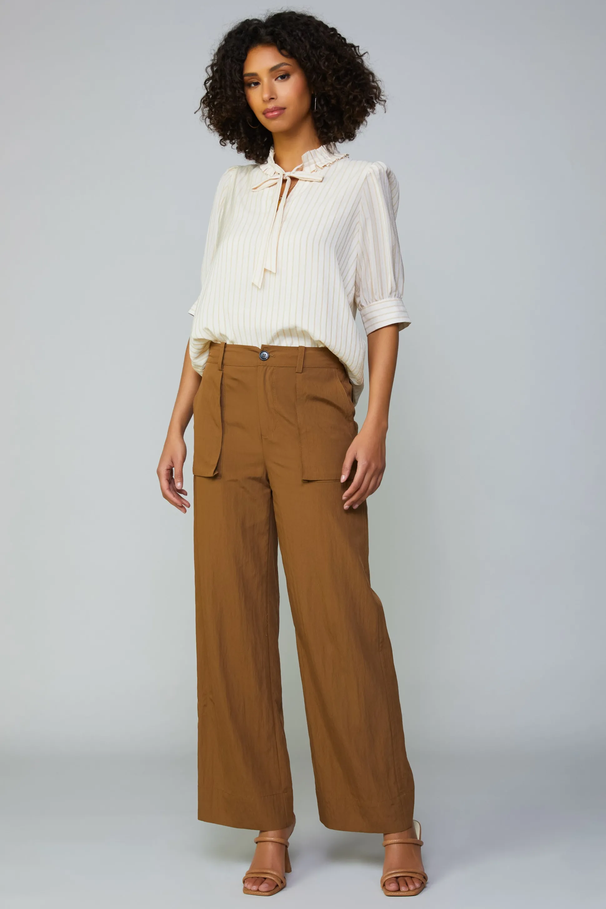 Striped Structured Sleeve Blouse<Current Air Fashion