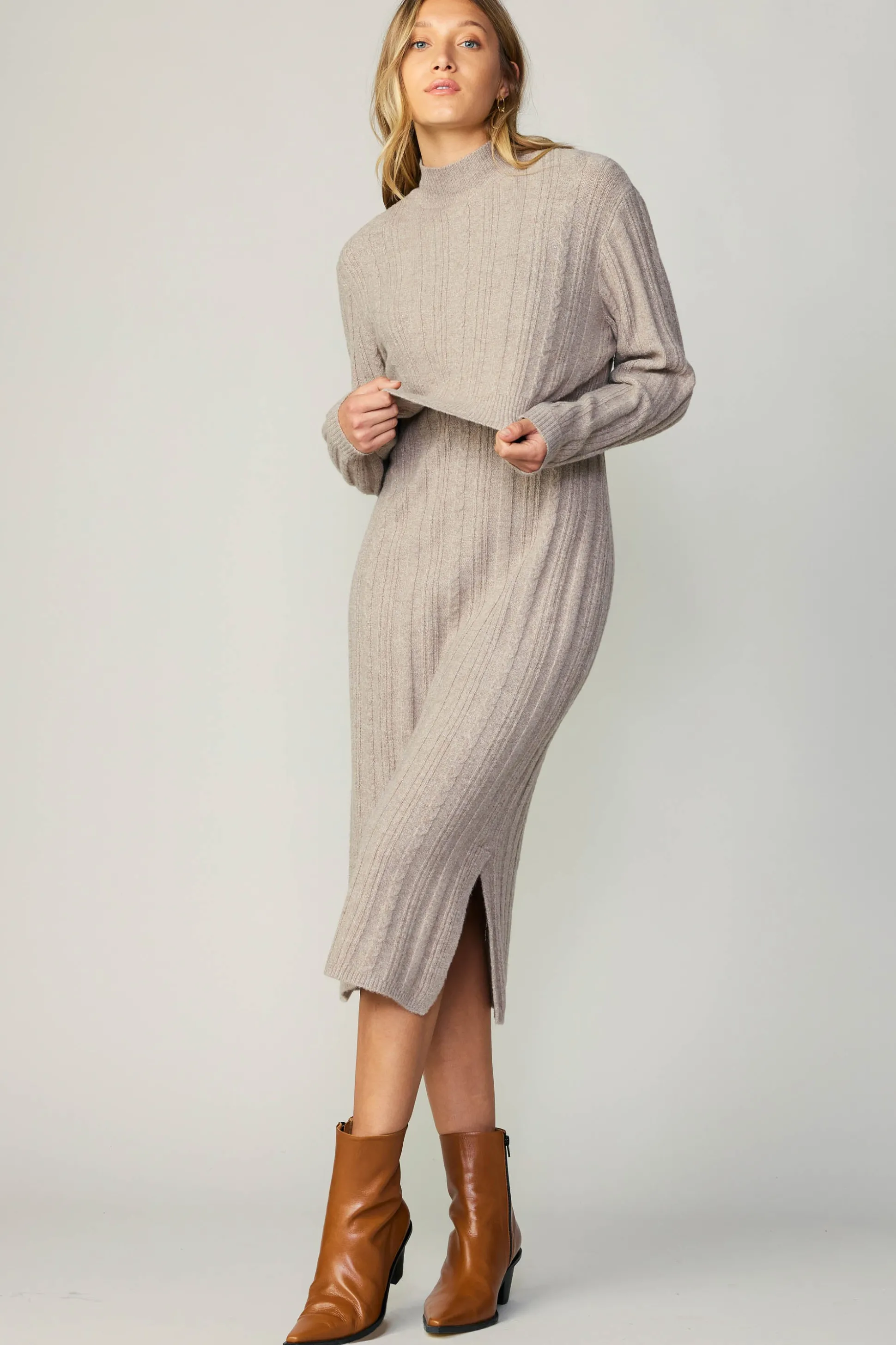 Layered Sweater Midi Dress<Current Air Outlet